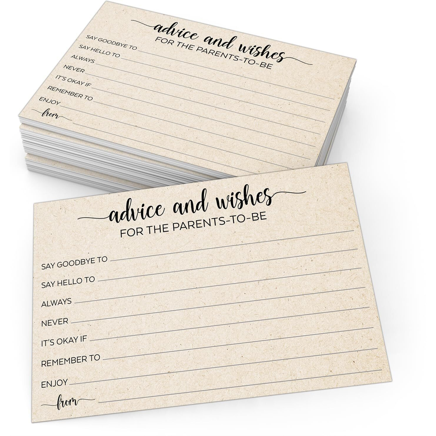 321Done Advice And Wishes For The Parents-To-Be Cards, Made In Usa - 4X6 Tan, Fun Baby Shower Game Ideas, Gender Reveal Party Keepsake - Set Of 50