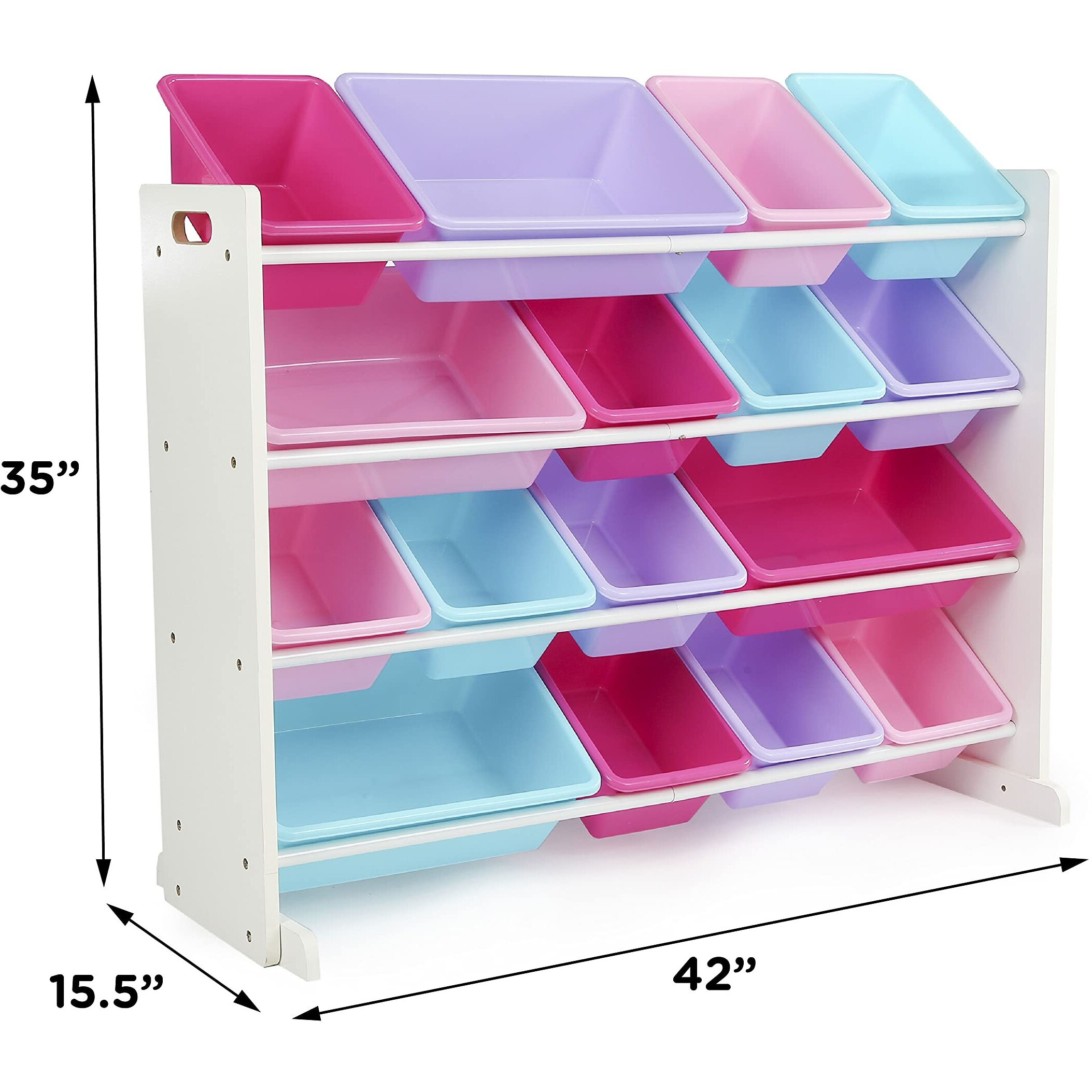Humble Crew, White/Blue/Pink/Purple Extra-Large Toy Organizer, 16 Storage Bins