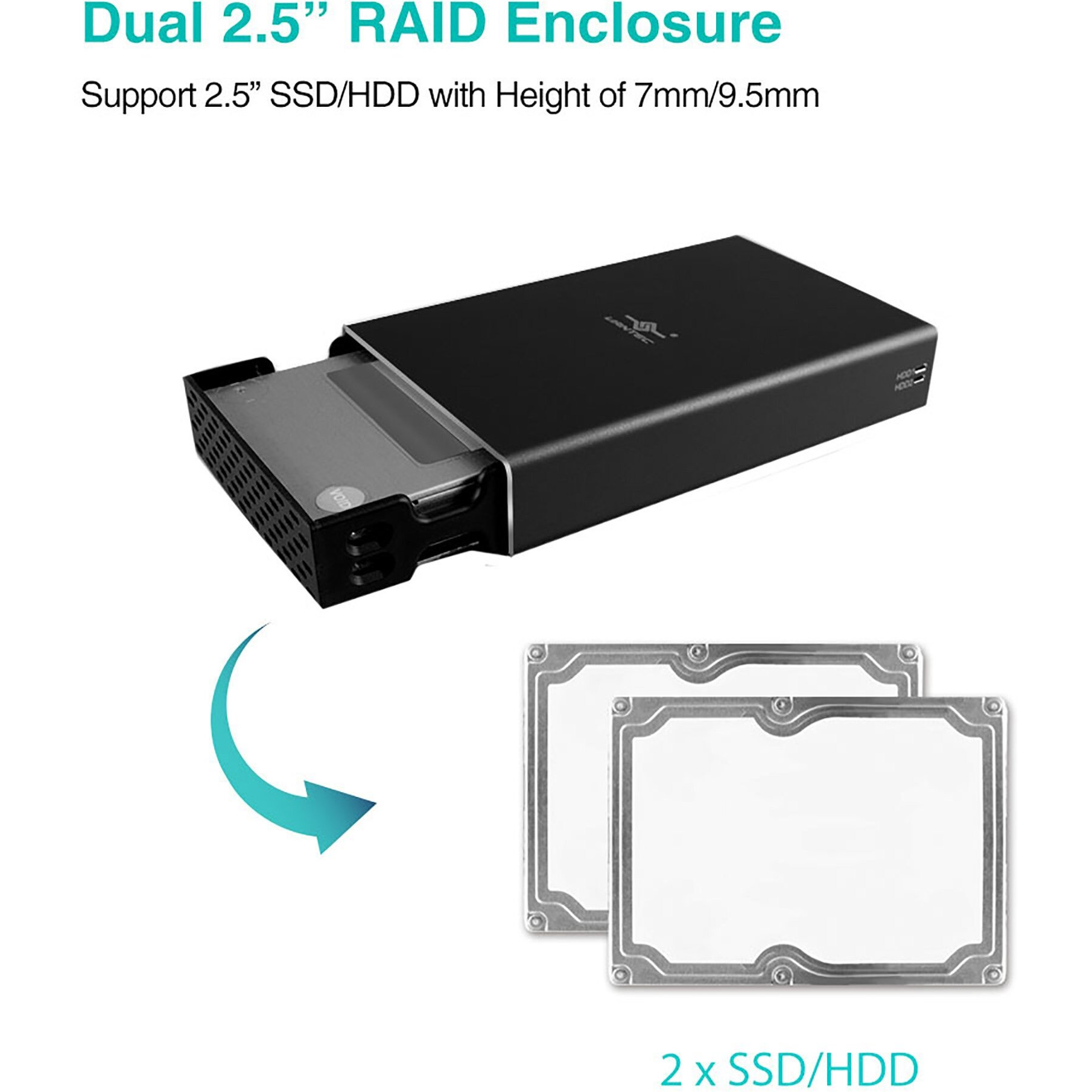Vantec Nexstar Gx Usb 3.0 Dual 2.5"" Sata Ssd/Hdd Raid Enclosure, Black (Nst-272S3-Bk)