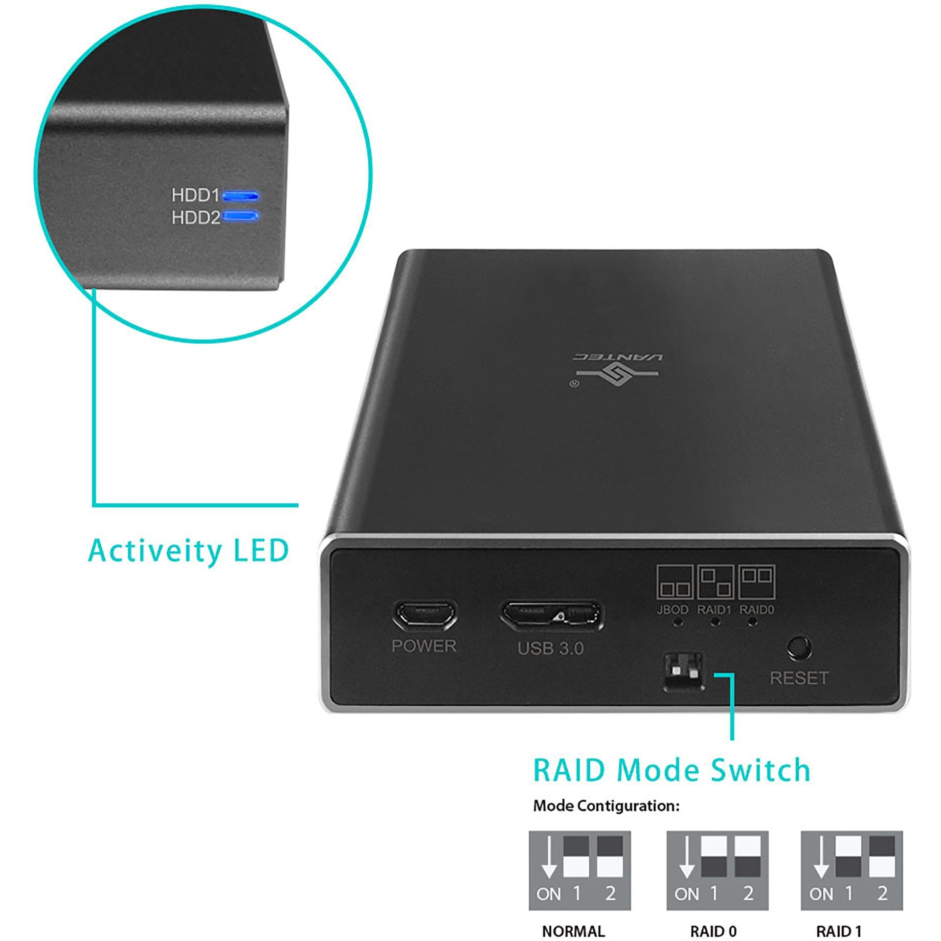 Vantec Nexstar Gx Usb 3.0 Dual 2.5"" Sata Ssd/Hdd Raid Enclosure, Black (Nst-272S3-Bk)