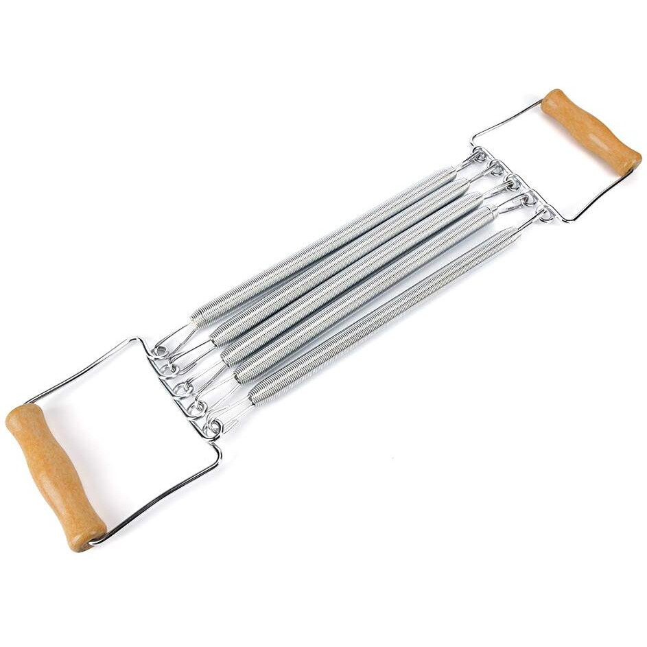 Keenso Chest Expander,Wooden Handle 5 Removable Spring Chest Expander For Men Home Gym Workout