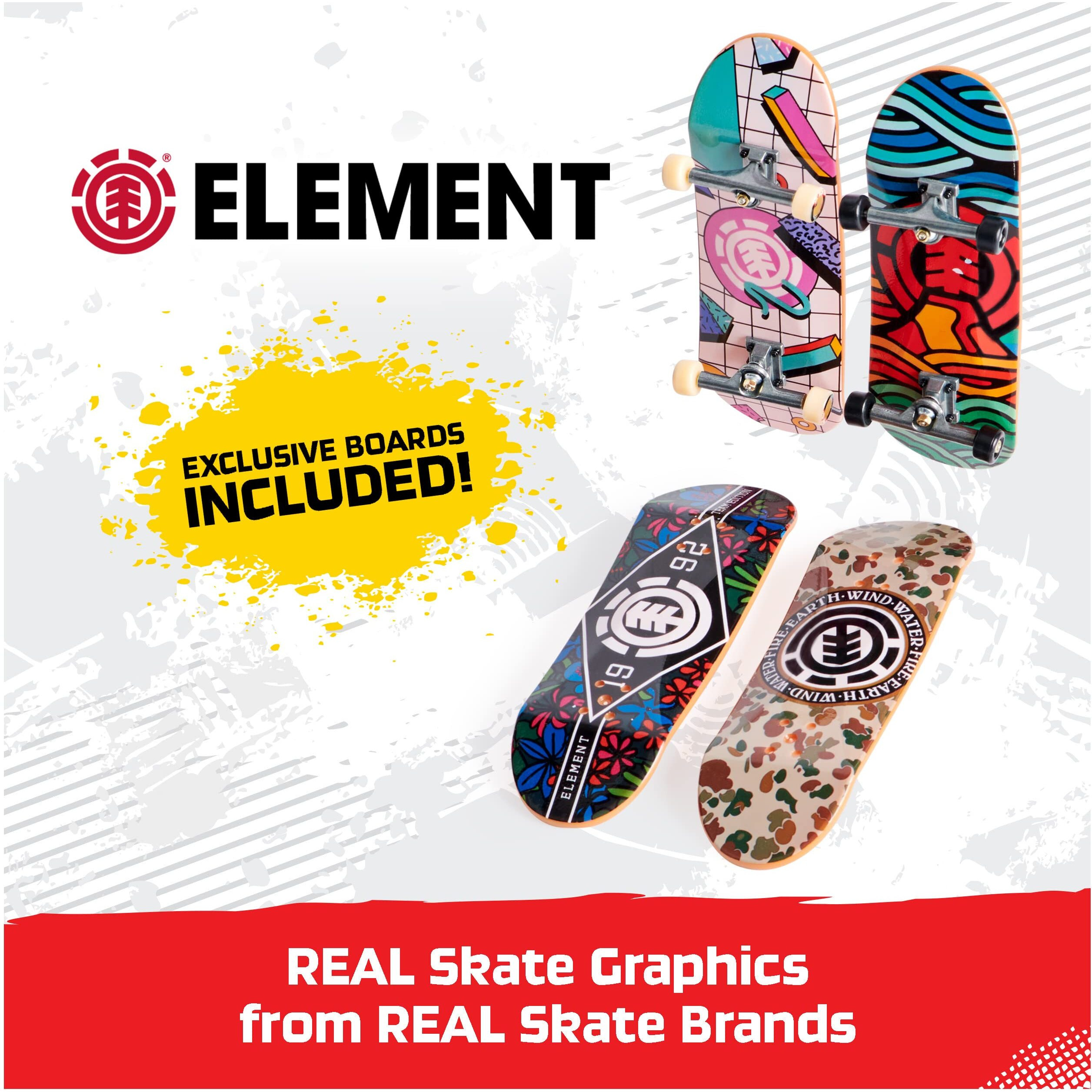Tech Deck, Ultra Dlx Fingerboard 4-Pack, Element Skateboards, Collectible And Customizable Mini Skateboards, Kids Toy For Ages 6 And Up