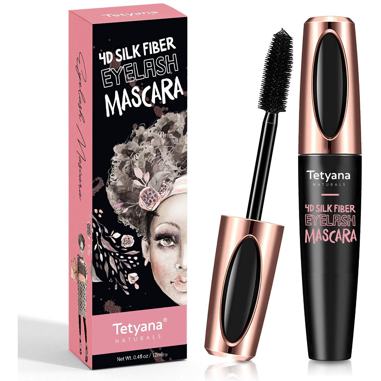 4D Silk Fiber Lash Mascara Waterproof, Luxuriously Longer, Thicker, Voluminous Eyelashes, Long-Lasting, Dramatic Extension, Smudge-Proof, Hypoallergenic Formula