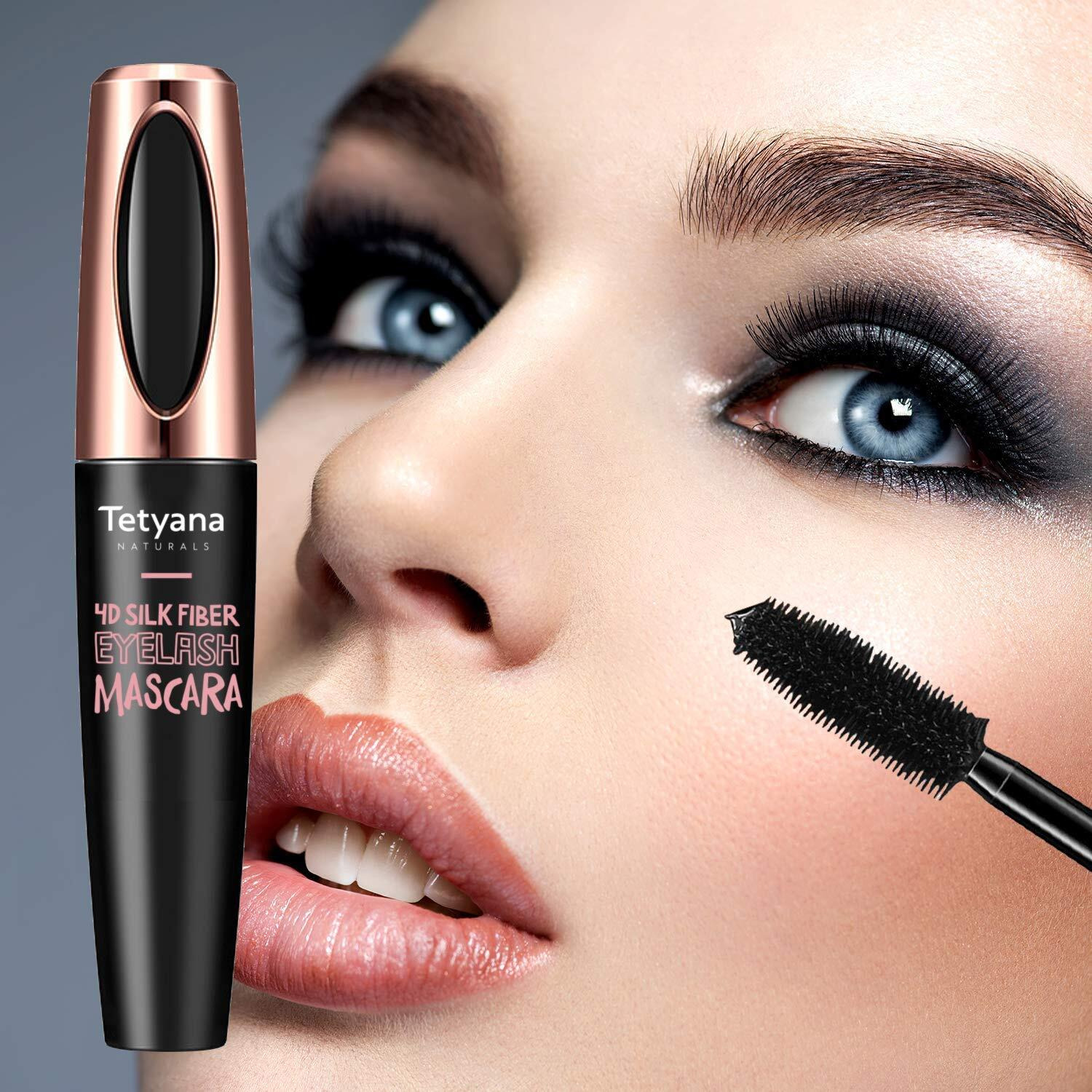 4D Silk Fiber Lash Mascara Waterproof, Luxuriously Longer, Thicker, Voluminous Eyelashes, Long-Lasting, Dramatic Extension, Smudge-Proof, Hypoallergenic Formula