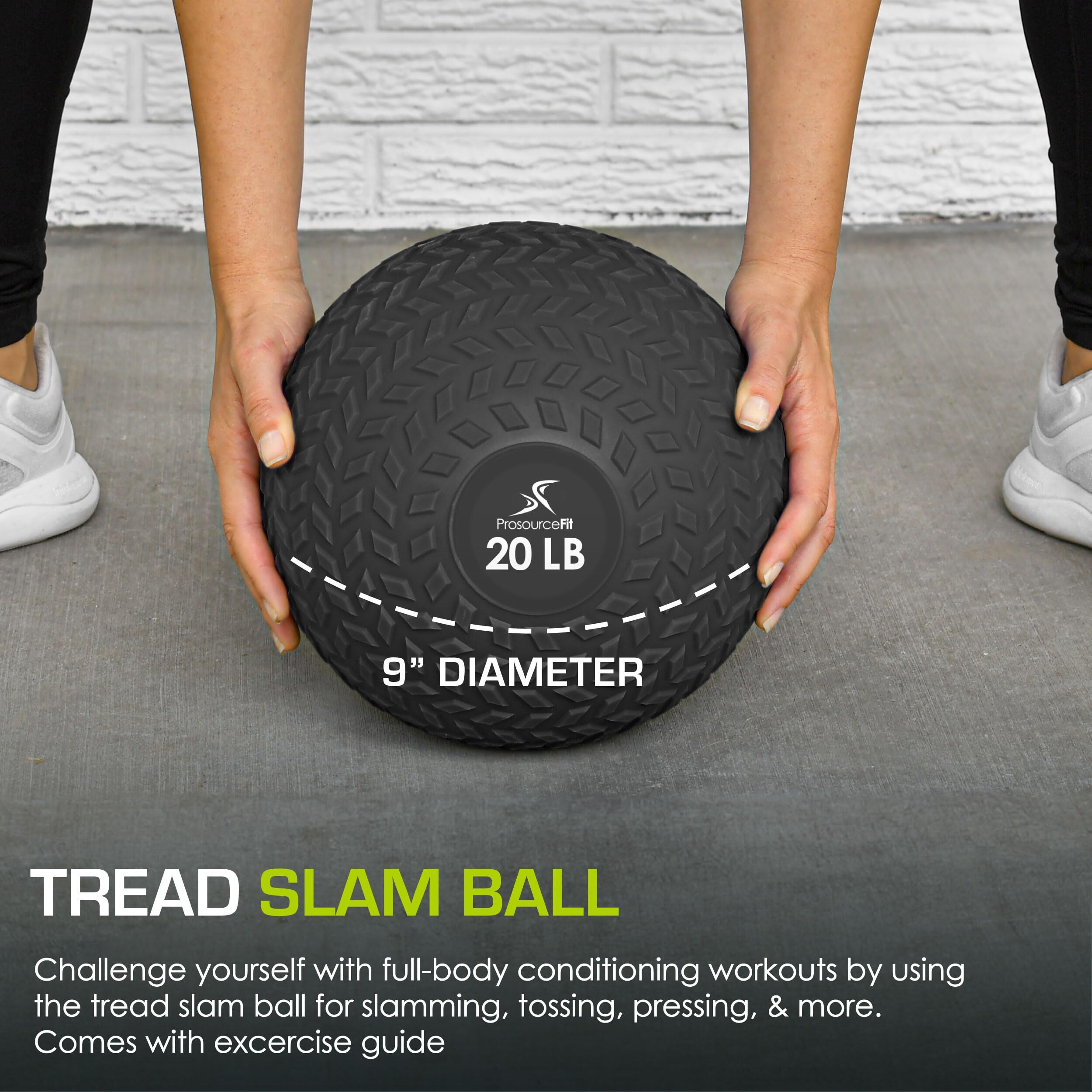 Prosourcefit Slam Medicine Balls 5, 10, 15, 20, 25, 30, 50Lbs Smooth And Tread Textured Grip Dead Weight Balls For Strength And Conditioning Exercises, Cardio And Core Workouts