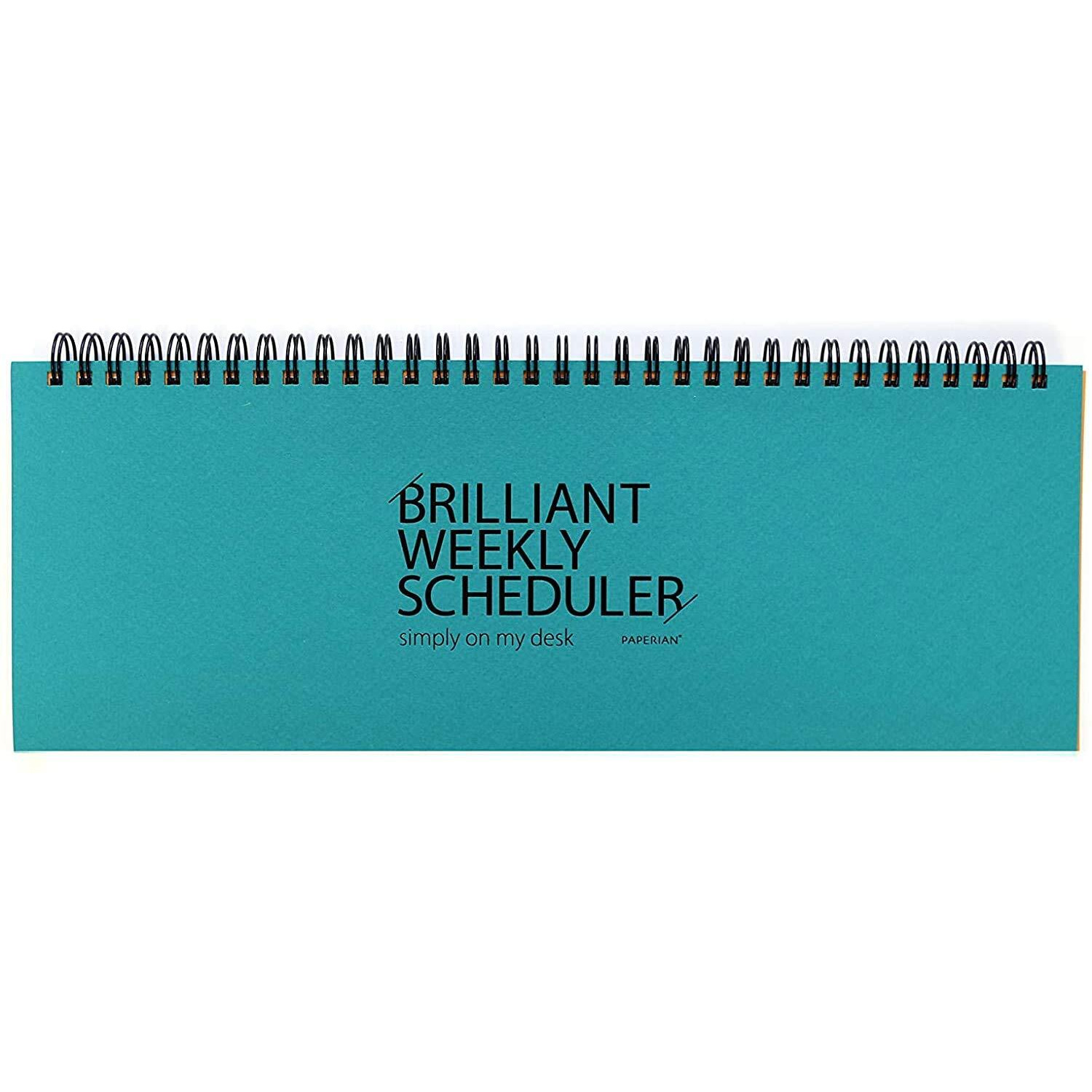 Paperian Brilliant Weekly Scheduler - Wirebound Undated Weekly Planner Pad Scheduler (Blue)