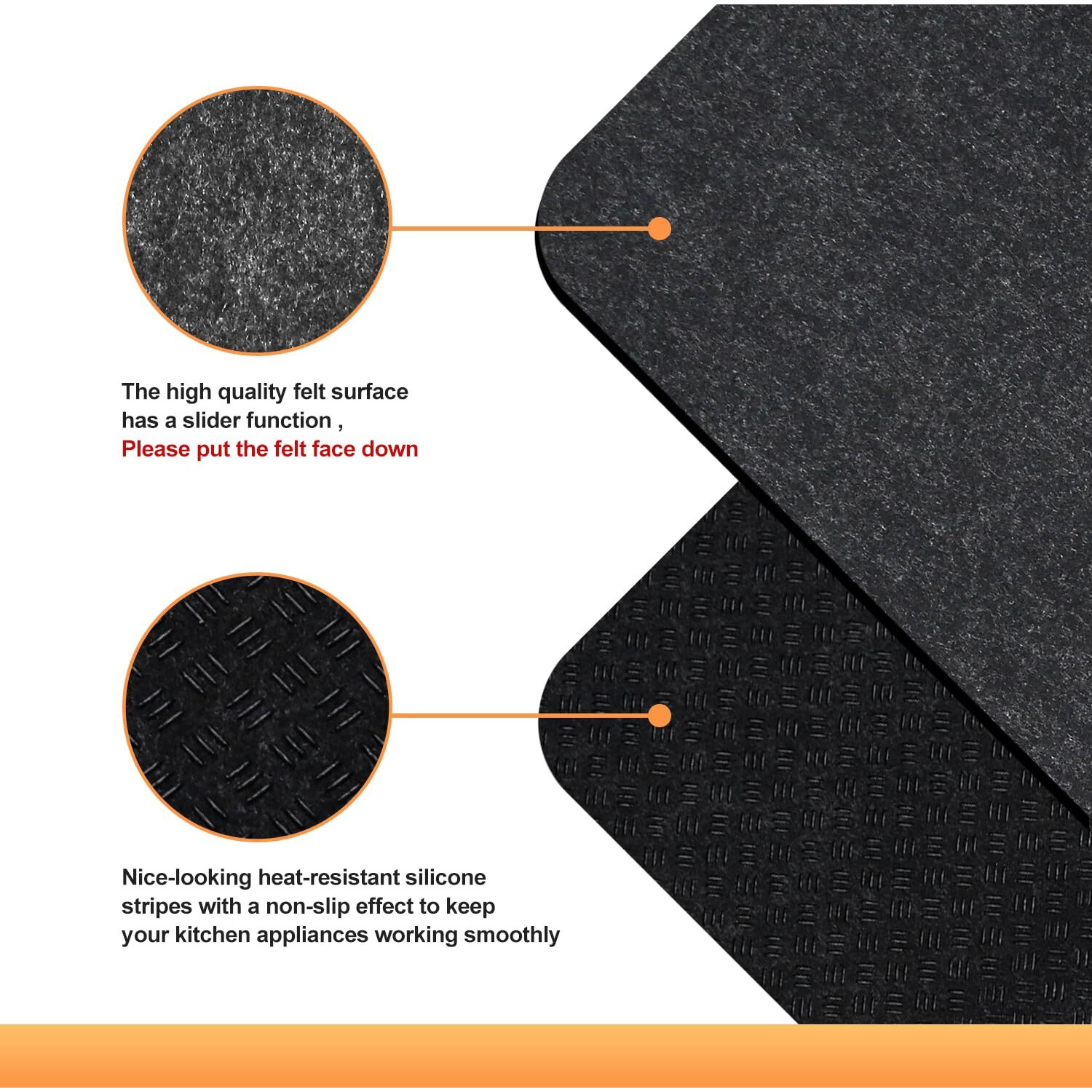 Heat Resistant Mat For Air Fryer, 2 Pcs Heat Resistant Pad Countertop Protector Mat Coffee Maker Mat For Countertops With Sliding Function For Air Fryer, Blender, Coffee Maker, Toaster
