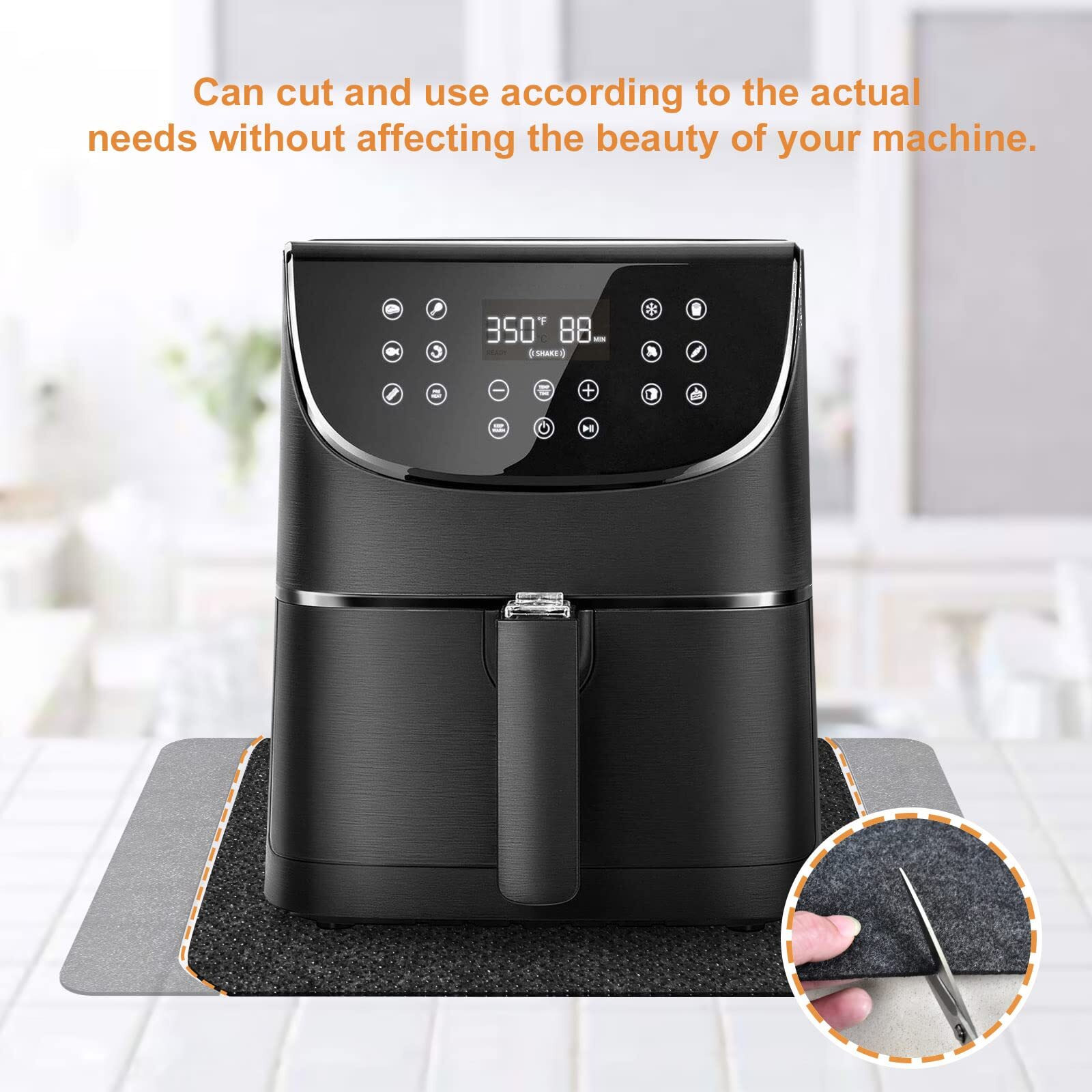 Heat Resistant Mat For Air Fryer, 2 Pcs Heat Resistant Pad Countertop Protector Mat Coffee Maker Mat For Countertops With Sliding Function For Air Fryer, Blender, Coffee Maker, Toaster