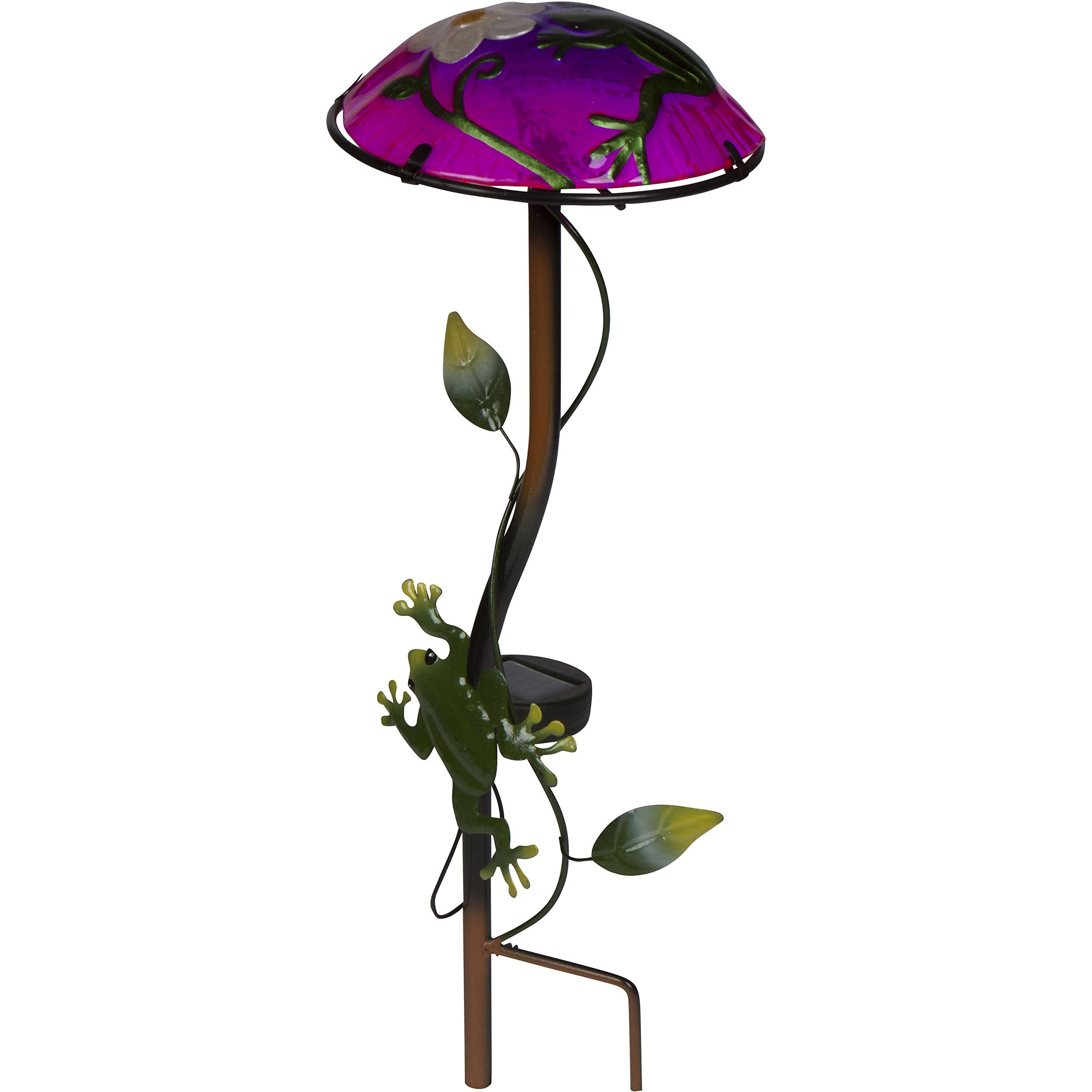Trademark Innovations 12"" Solar Mushroom Garden Stake With Frog Design (Purple)