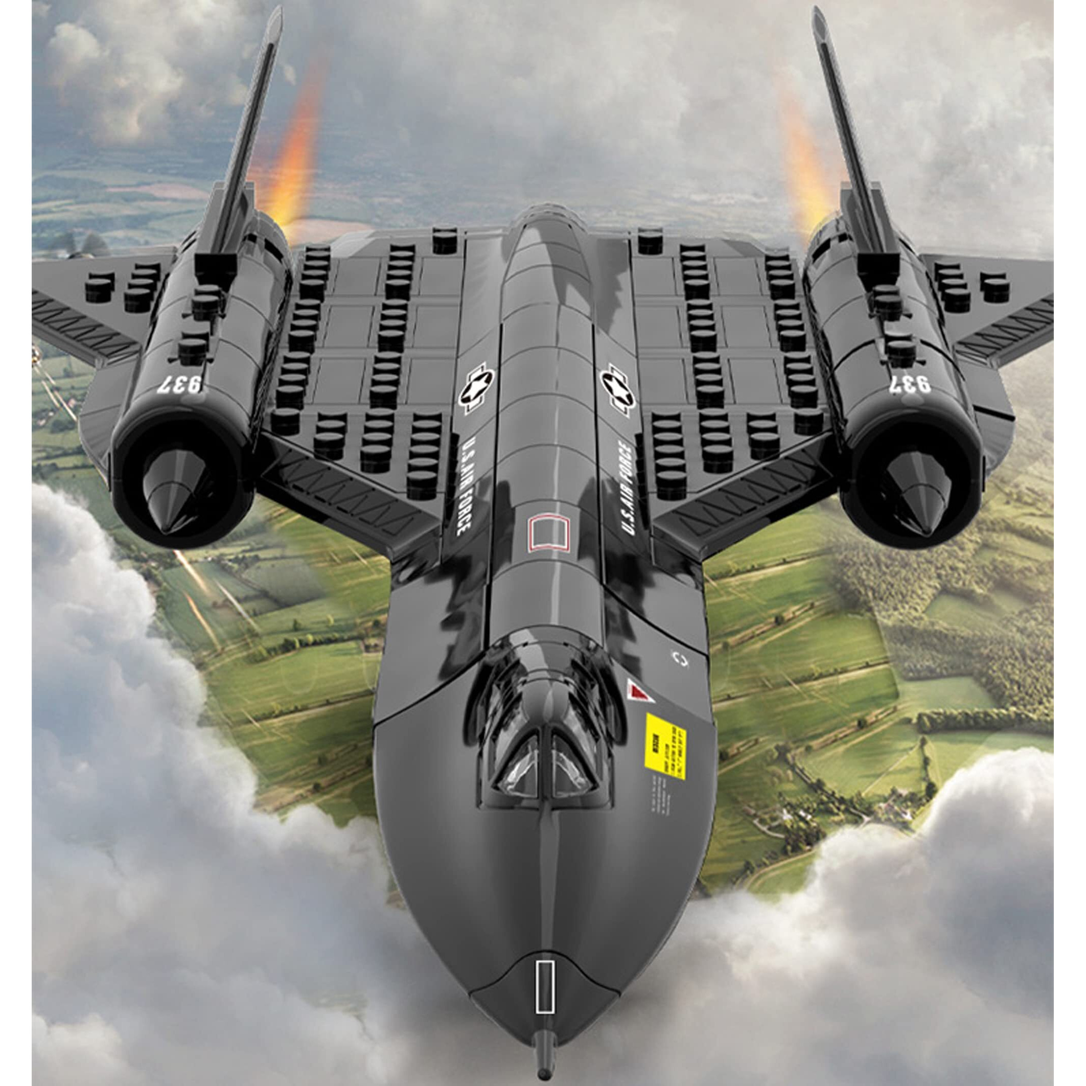 Gonli Stem Army Toys Us Air Force Sr-71 Reconnaissance Aircraft Building Blocks Sets For Boys Fighter Jet Building Toys Gifts For Kids(183Pieces)