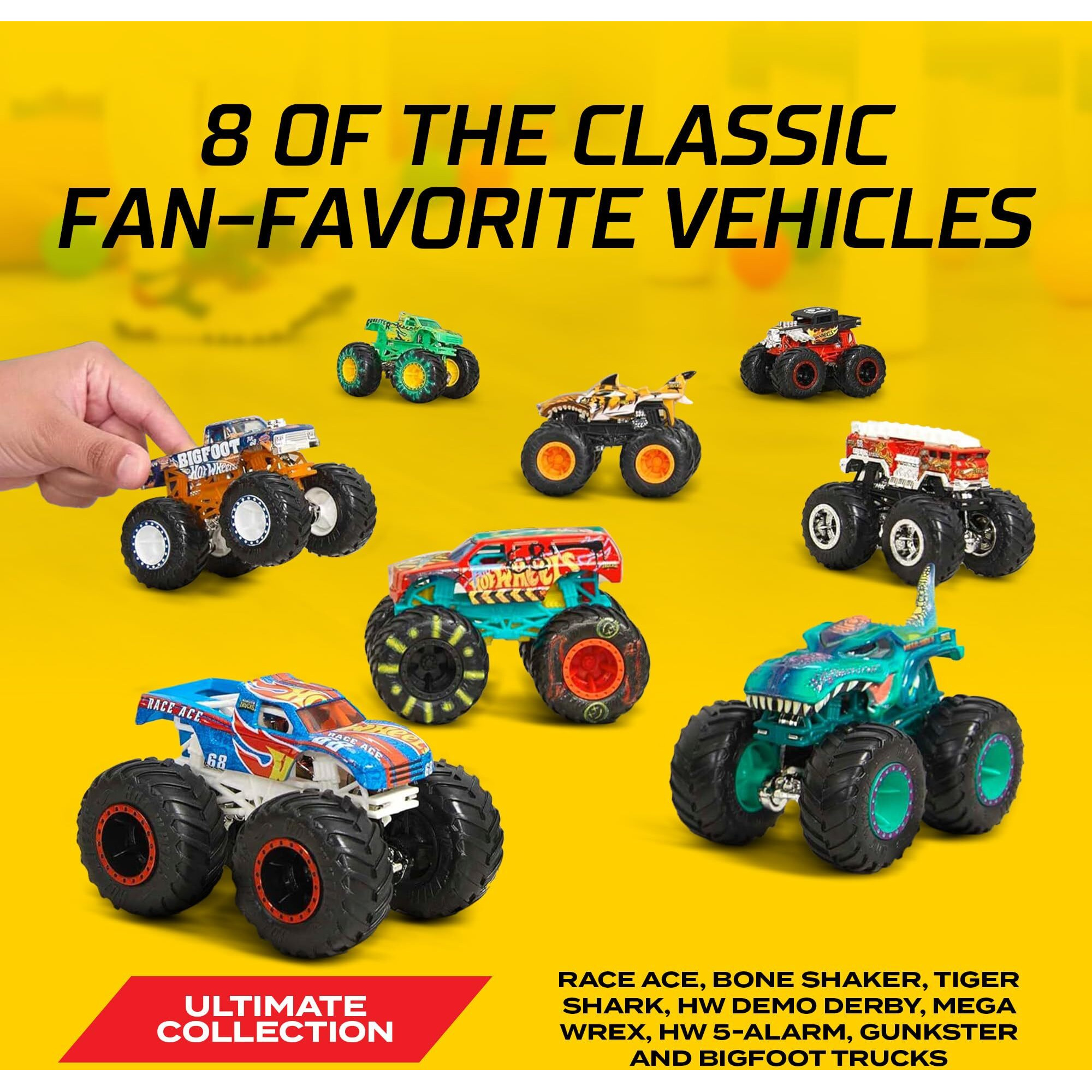 Hot Wheels Monster Trucks Live 8-Pack, Multipack Of 164 Scale Toy Monster Trucks, Characters From The Live Show, Smashing & Crashing Trucks, Toy For Kids 3 Years Old & Up