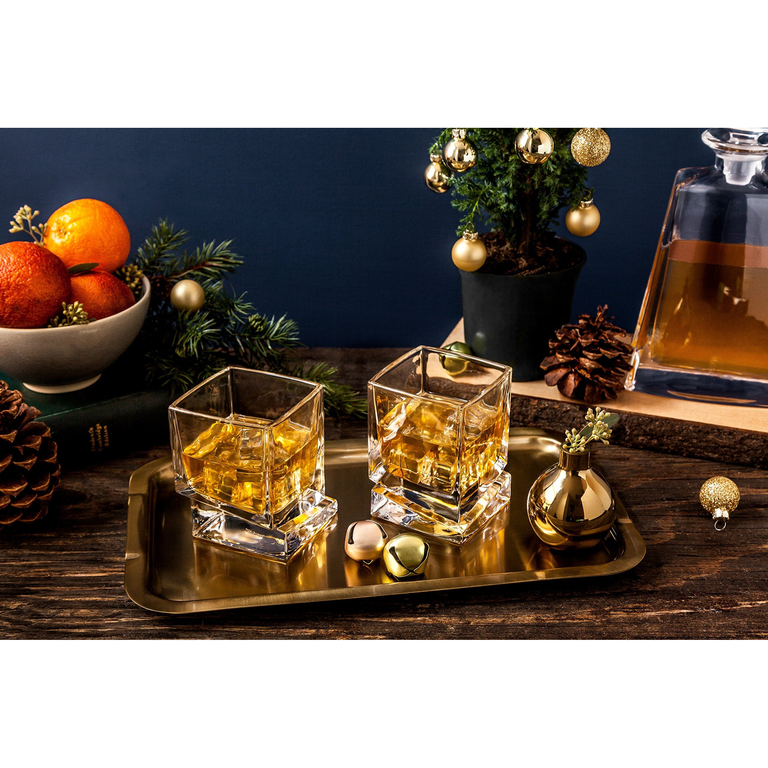 Joyjolt Carre Square Scotch Glasses, Old Fashioned Whiskey Glasses 10-Ounce, Ultra Clear Whiskey Glass For Bourbon And Liquor Set Of 2 Glassware