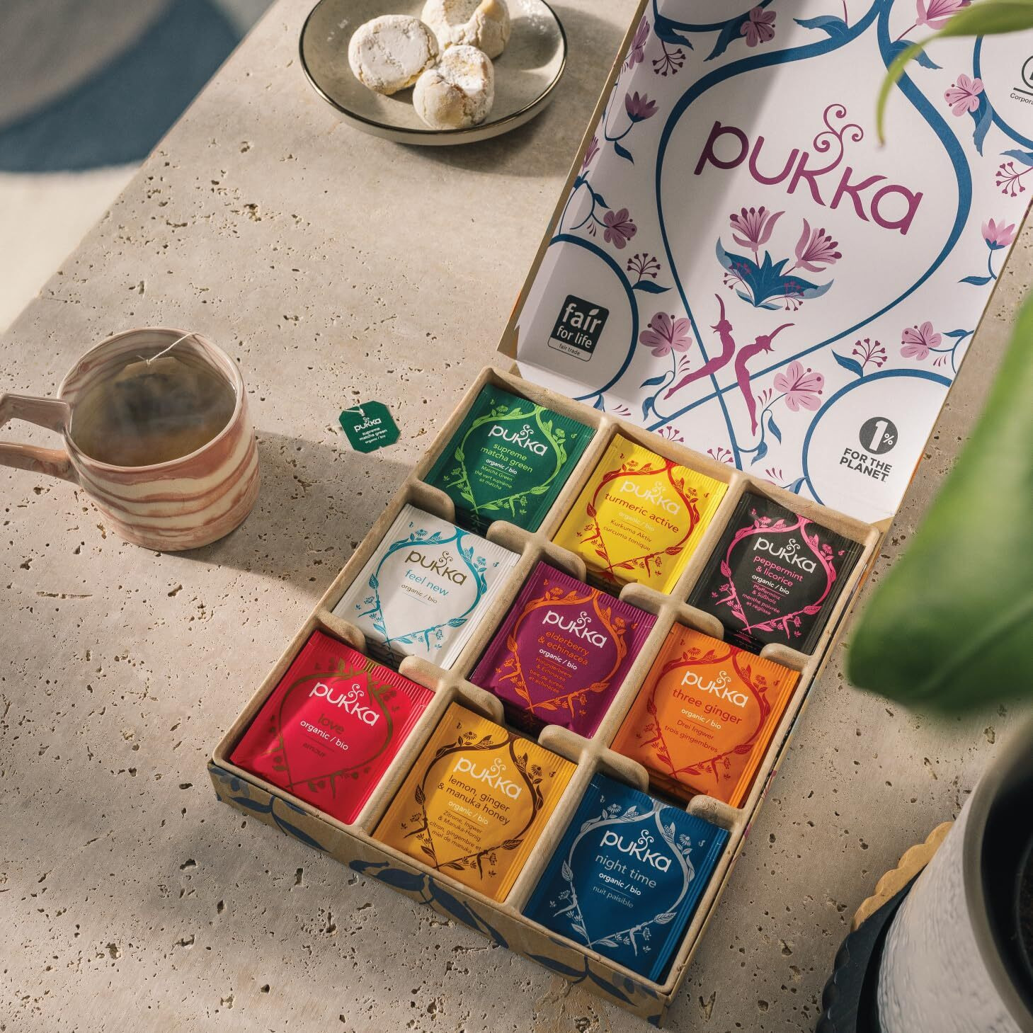 Pukka Herbal Tea Sampler, Organic Tea, Eco-Friendly, Self Care Gift Box, 45 Tea Bags, 9 Flavors