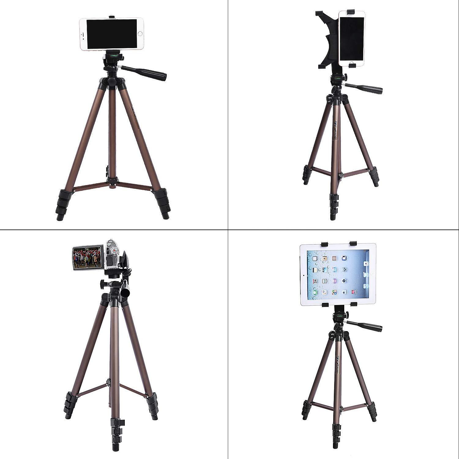 Fosoto 50 Inches Camera Tripod With Universal Tablet Holder Mount Compatible For Ipad Air,Ipad 4 3 2,Ipad Mini,Samsung Galaxy Tab,Tab 3,Tab 4,Tab 5,Tab Pro,Google Nexus,Kindle,Iphone,Microsoft Surface