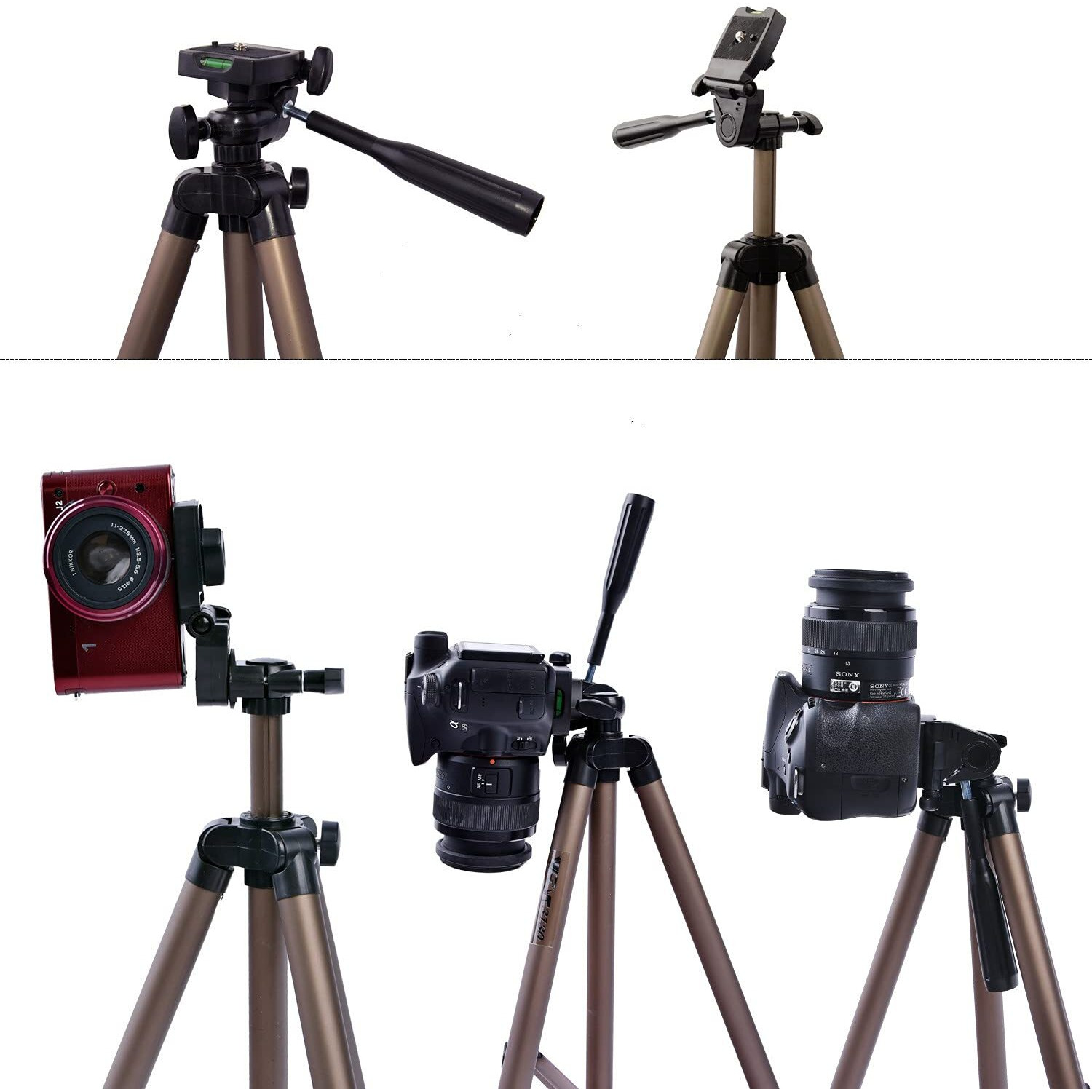 Fosoto 50 Inches Camera Tripod With Universal Tablet Holder Mount Compatible For Ipad Air,Ipad 4 3 2,Ipad Mini,Samsung Galaxy Tab,Tab 3,Tab 4,Tab 5,Tab Pro,Google Nexus,Kindle,Iphone,Microsoft Surface