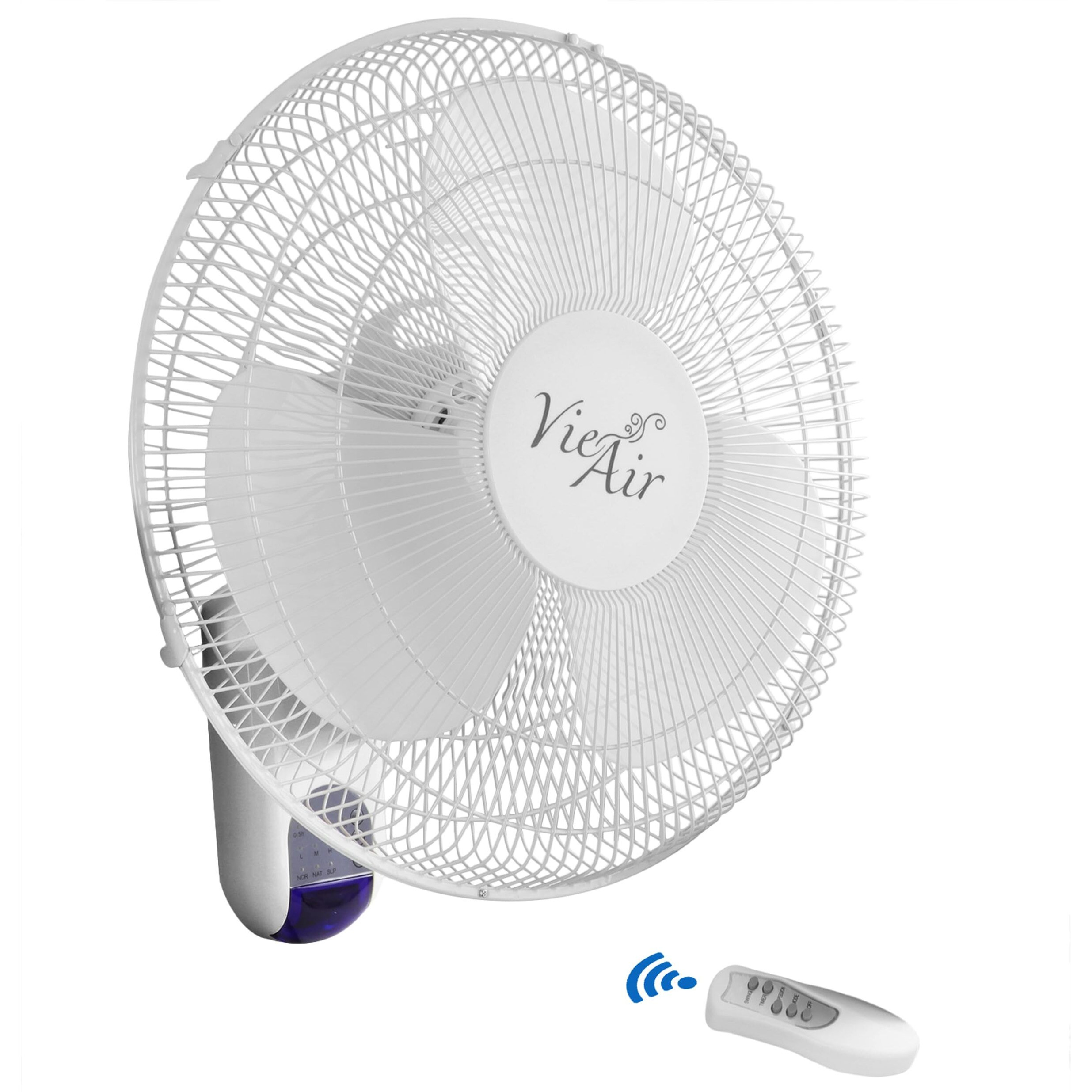 Vie Air 16"" Plastic Wall Fan With Remote Control In White