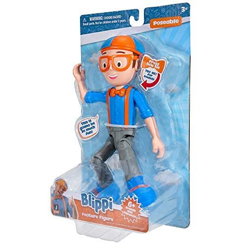 Blippi Talking Figure, 9-Inch Articulated Toy With 8 Sounds And Phrases, Poseable Figure Inspired By Popular Youtube Edutainer