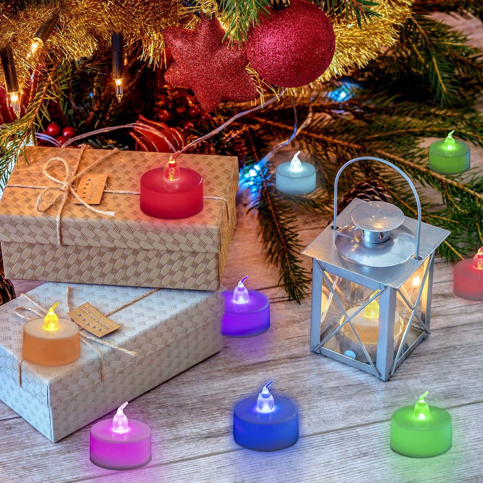 Lanker 24 Pack Led Tea Lights Candles, 7 Color Changing Flameless Tealights, Long Lasting Battery Operated Fake Candles, Decoration For Wedding, Halloween And Christmas (Multi-Color -24Pcs)