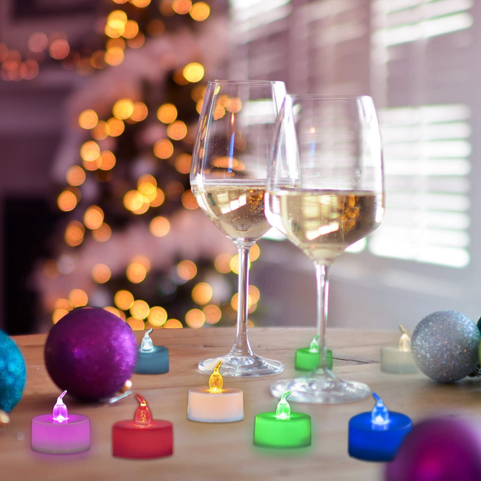 Lanker 24 Pack Led Tea Lights Candles, 7 Color Changing Flameless Tealights, Long Lasting Battery Operated Fake Candles, Decoration For Wedding, Halloween And Christmas (Multi-Color -24Pcs)