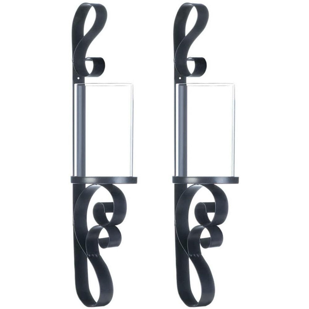 Zings & Thingz 57073464 Hurricane Lantern Sconce Duo, No Size, Black