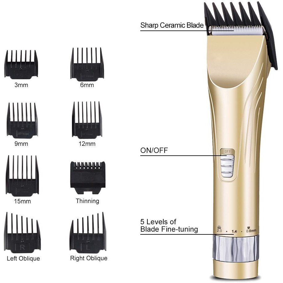 Topchances Mens Hair Clippers,Professional Cordless Mens Beard Trimmer Detail Trimmer Hair Clippers For Men Hair Cutting Kit Mens Grooming Kit With 8 Guide Combs