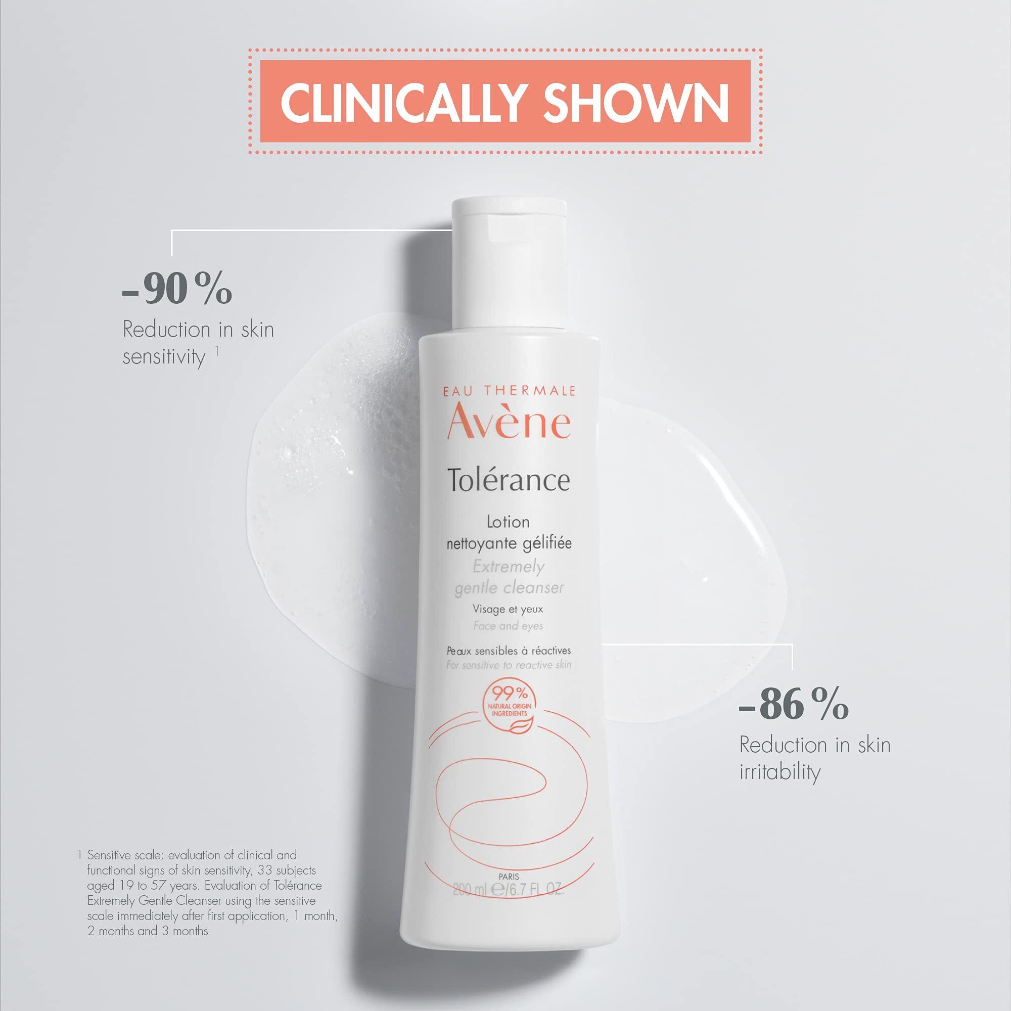 Avene Tolerance Extremely Gentle Cleanser Lotion For All Types Of Hypersensitive Skin, Waterless Cleanser, 6.7 Fl Oz