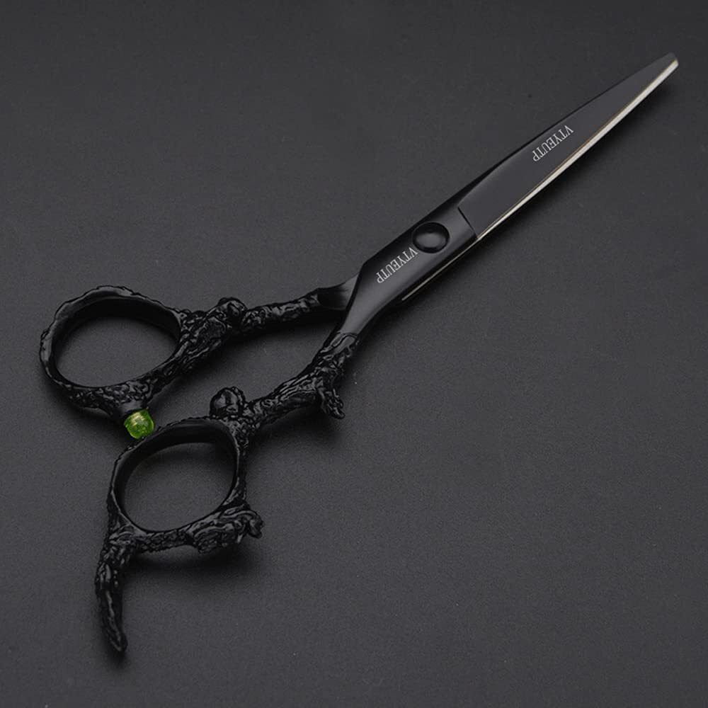 6.0 Inch Hair Cutting Scissors Professional Black Dragon Handle 440C Salon Hair Cutting Shears - Hairdressing Cutting Shears- Perfect For Barber And Home Use 1Pc