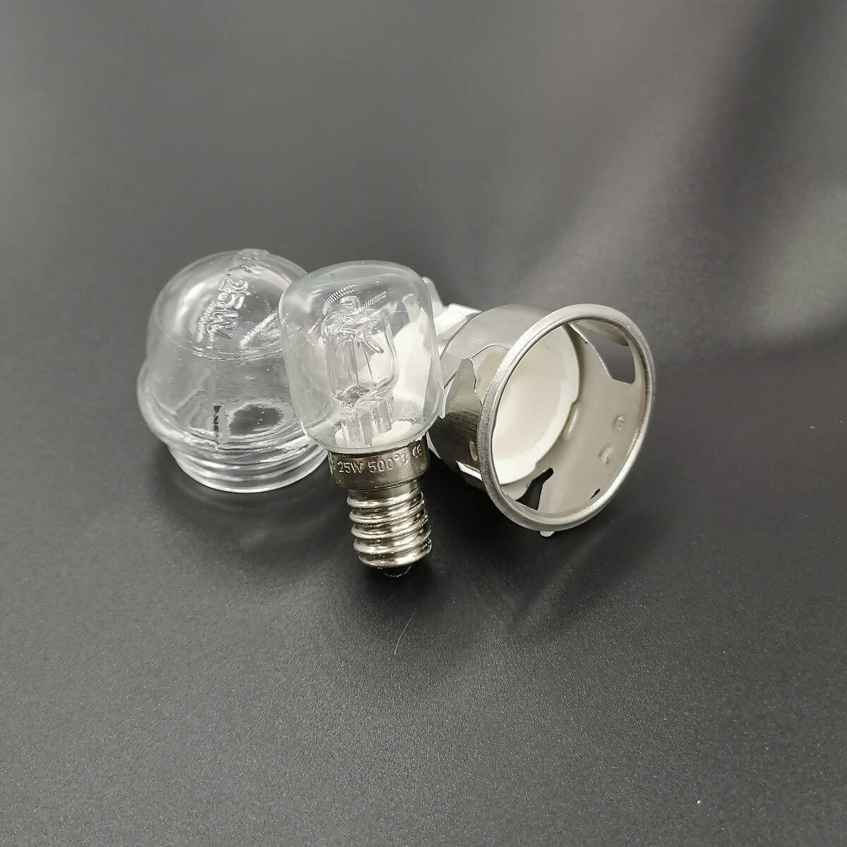 Meter Star E14 High Temperature Resistance 500 Degrees 250V 25W Oven Lamp,Round Head Glass Cover Resistant To High Temperature,Oven Lamp Holder,Oven Lighting Ceramic Lamp Head 2501 Kit
