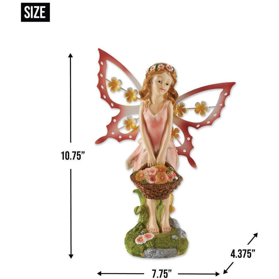 Koehler 10017858 10.75 Inch Pink Fairy Solar Garden Statue, No Size
