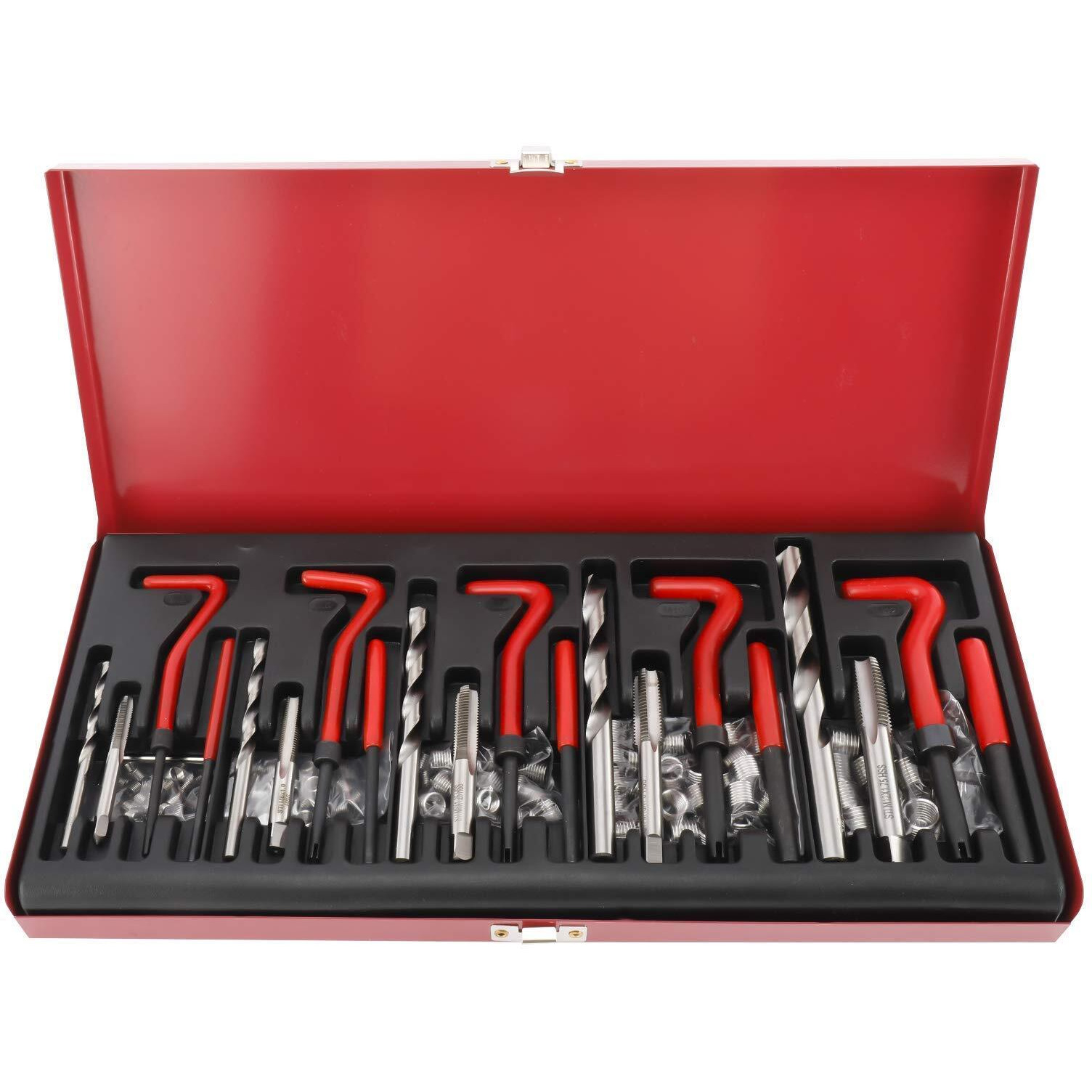 Kuntec 131Pcs Stripped Thread Repair Kit Rethreading Recoil Helicoil Repair Tool Set Metric M5 M6 M8 M10 M12