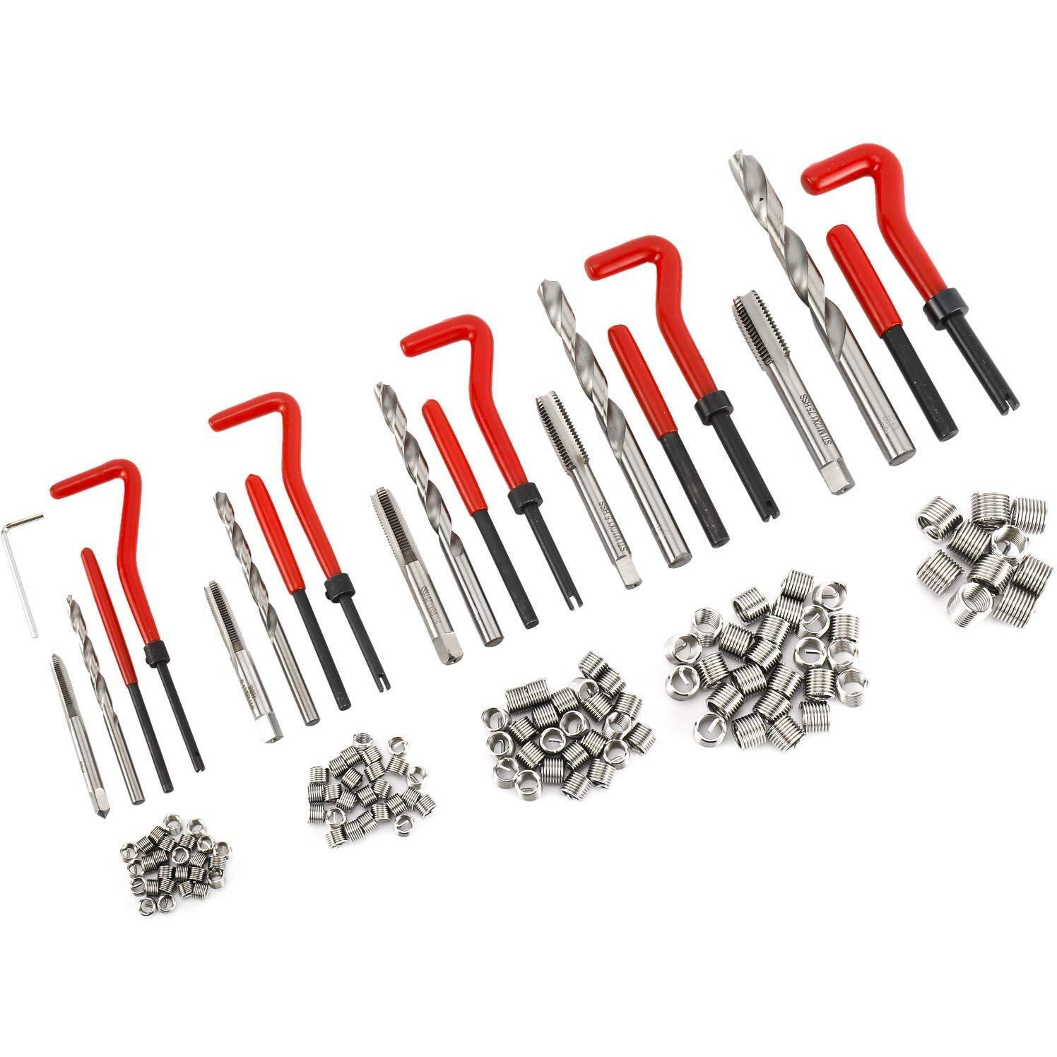 Kuntec 131Pcs Stripped Thread Repair Kit Rethreading Recoil Helicoil Repair Tool Set Metric M5 M6 M8 M10 M12