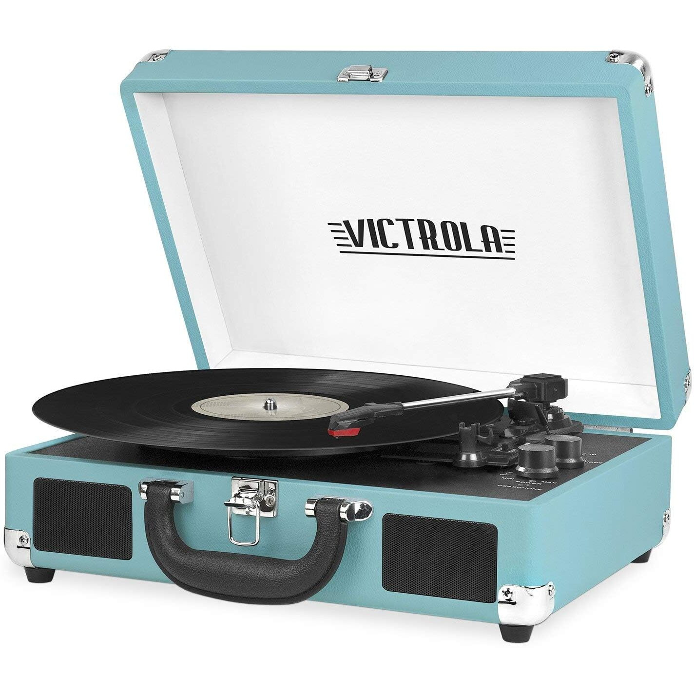 Victrola Vintage 3-Speed Bluetooth Portable Suitcase Record Player With Built-In Speakers | Upgraded Turntable Audio Sound|Aqua Turquoise, Model Number Vsc-550Bt-Tu