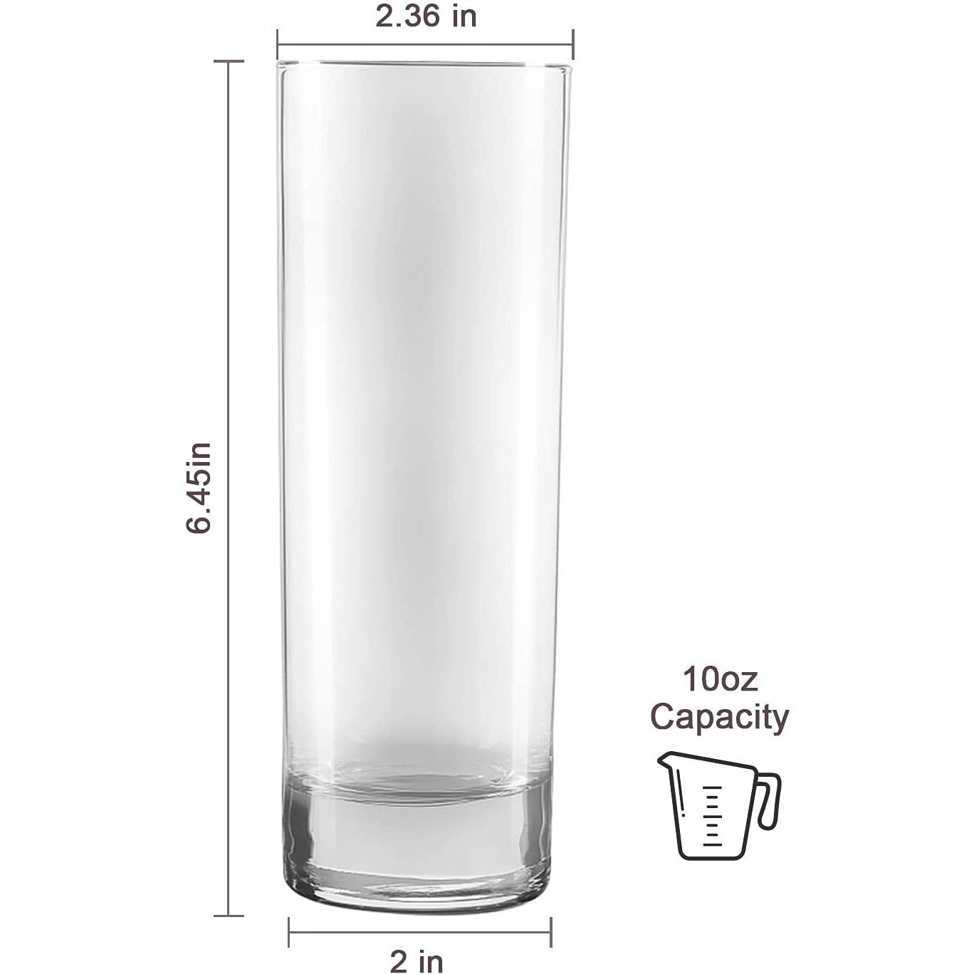 Qappda Glass Cups 10 Oz, Clear Highballl Glass Cocktail Glass Drinking Glasses For Kitchen,Heavy Base Water Cup For Juice,Cocktails,Beverages,Drinking Cups Beer Cups Set Of 12 Kty1002
