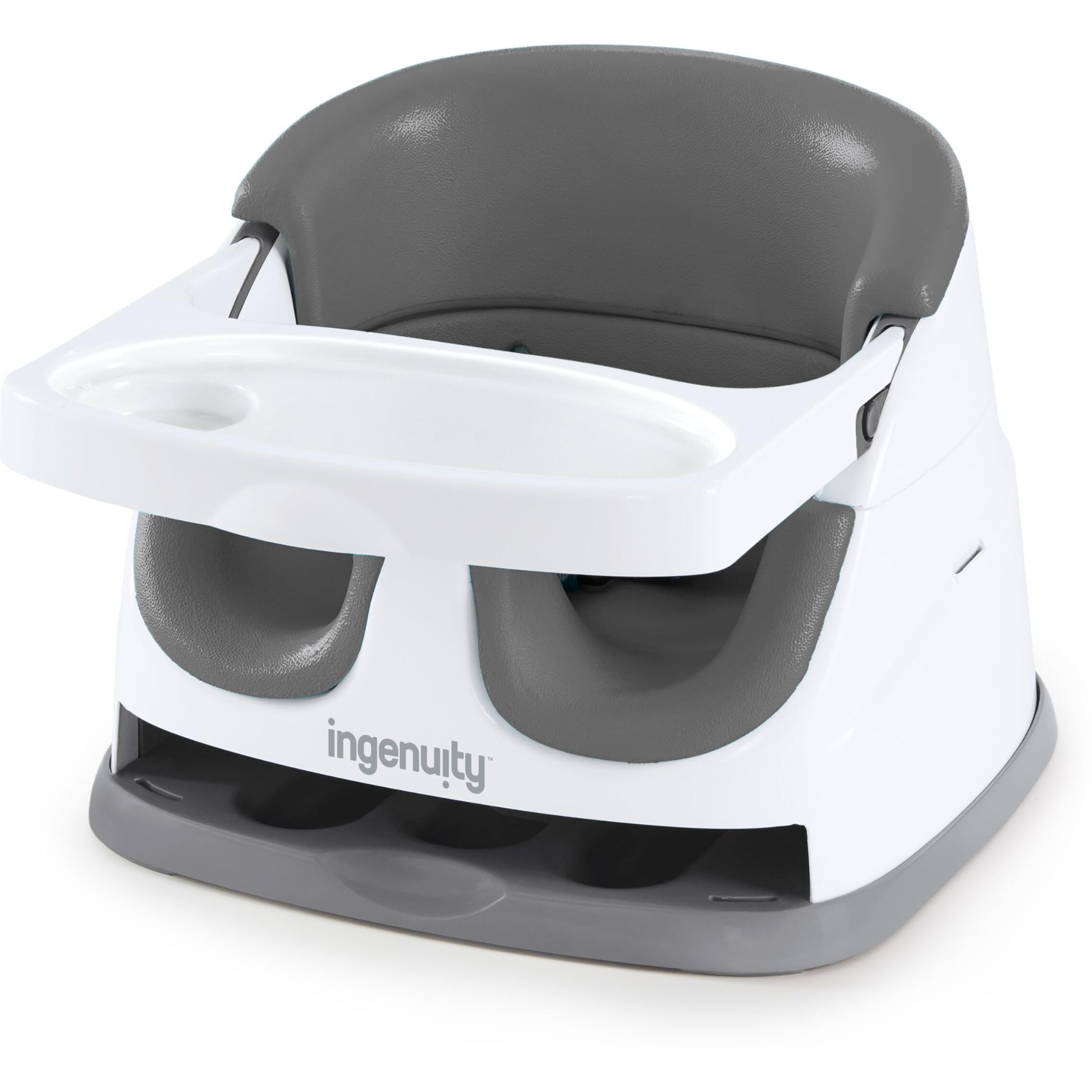 Ingenuity Baby Base 2-In-1 Booster Feeding And Floor Seat With Self-Storing Tray - Slate