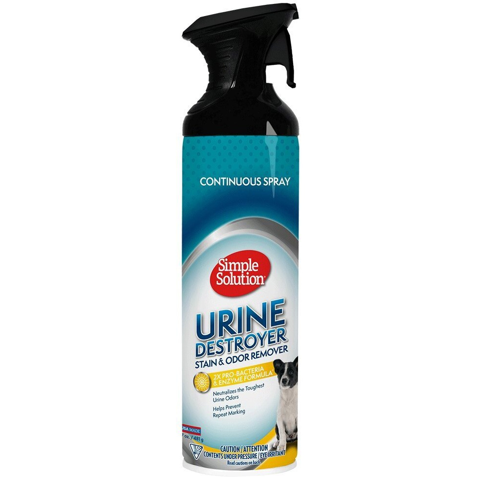 Simple Solution Urine Destroyer Enzymatic Cleaner | Pet Stain And Odor Remover With 2X Pro-Bacteria Cleaning Power | 17 Ounces