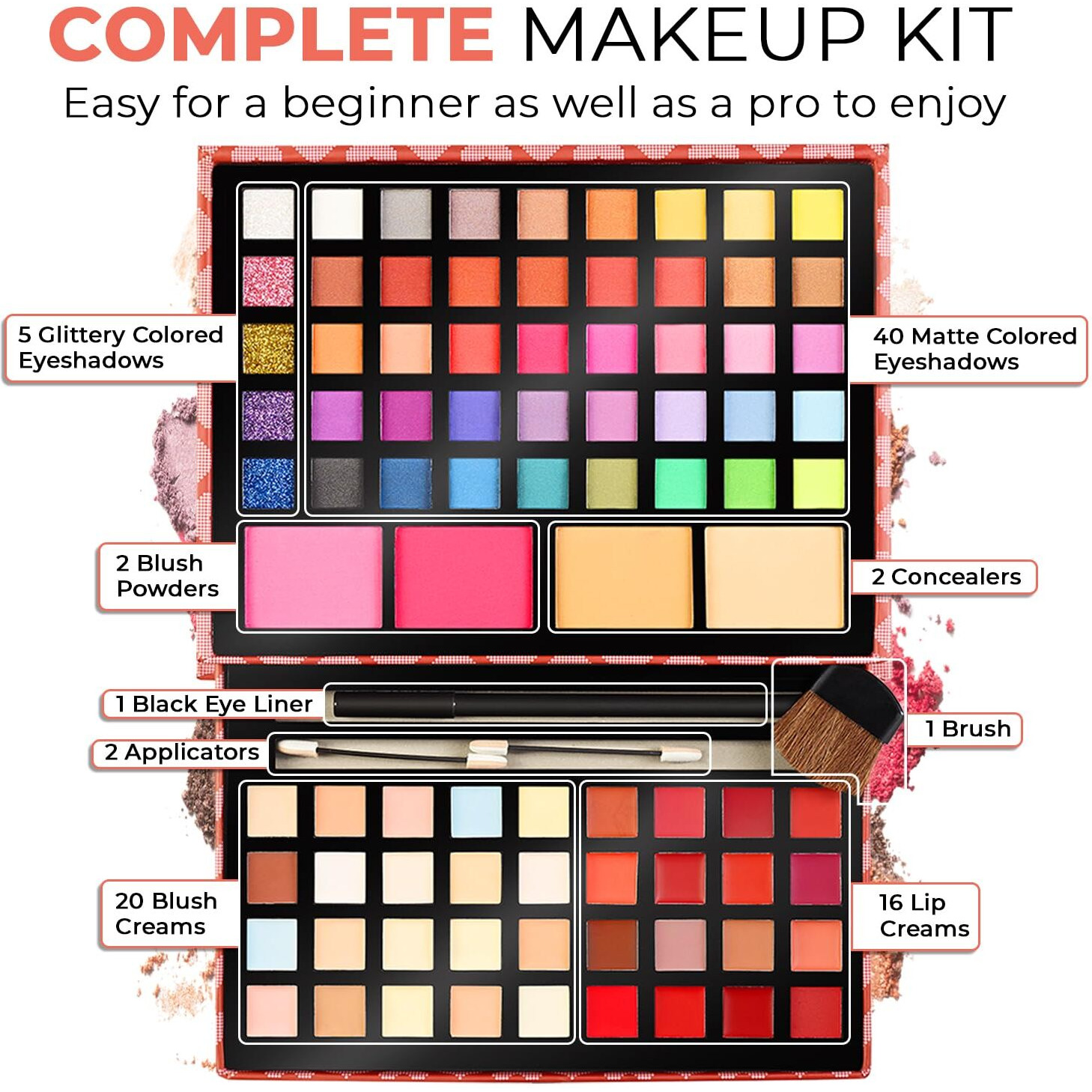 Toysical 2-Tier Makeup For Teens 10-12 - Kids Makeup Kit For Girl - Real, Washable, For Teen Girls Or Women - Non Toxic Gift Set 86 Colors Full Starter Kit For Teenagers