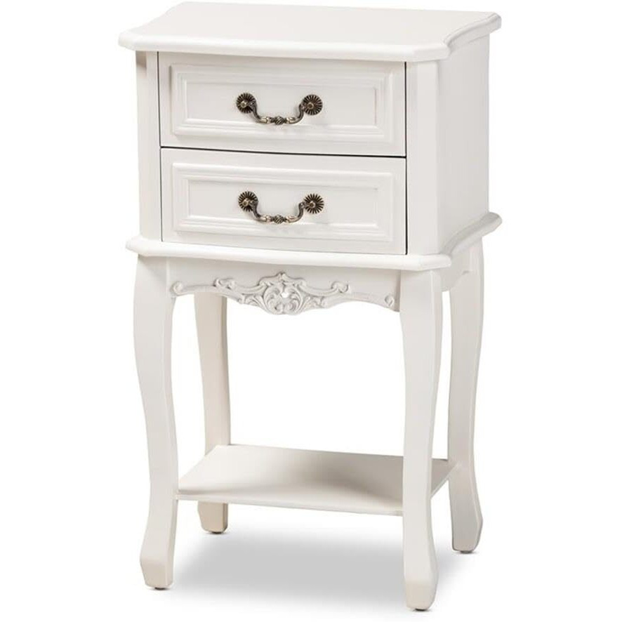 Baxton Studio Gabrielle Traditional French Country Provincial White-Finished 2-Drawer Wood Nightstand