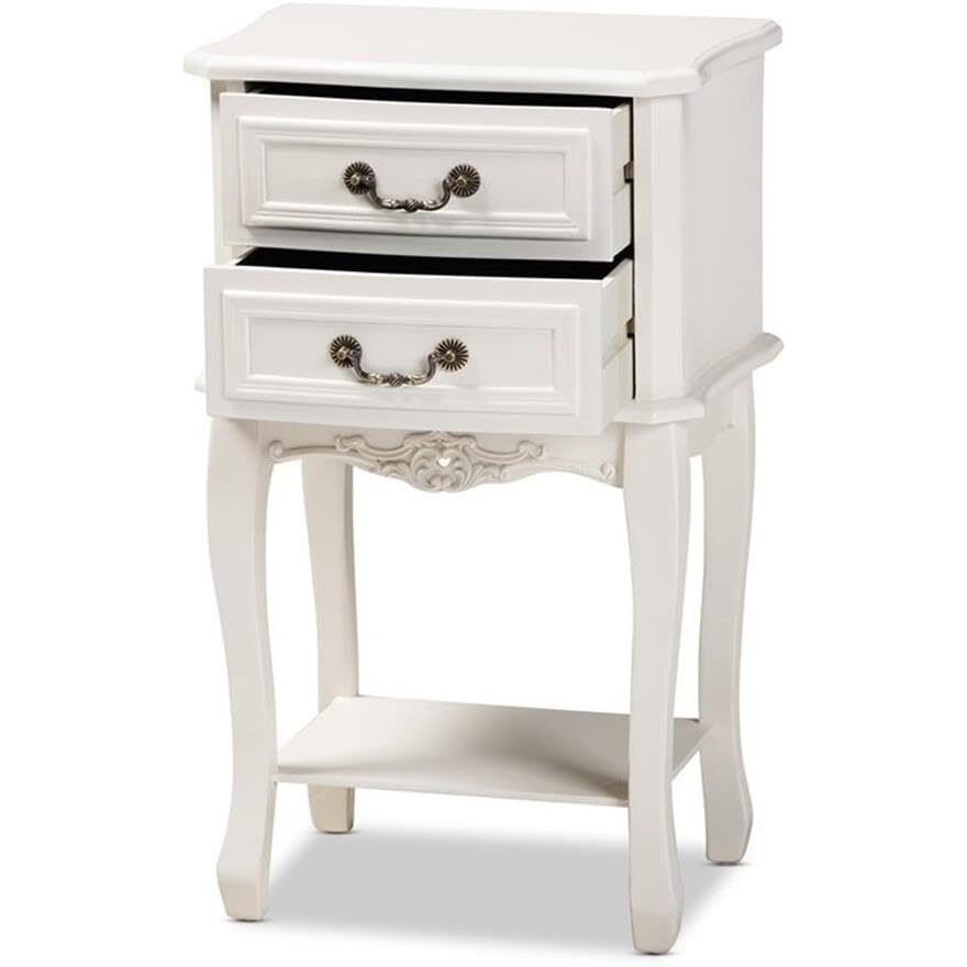 Baxton Studio Gabrielle Traditional French Country Provincial White-Finished 2-Drawer Wood Nightstand