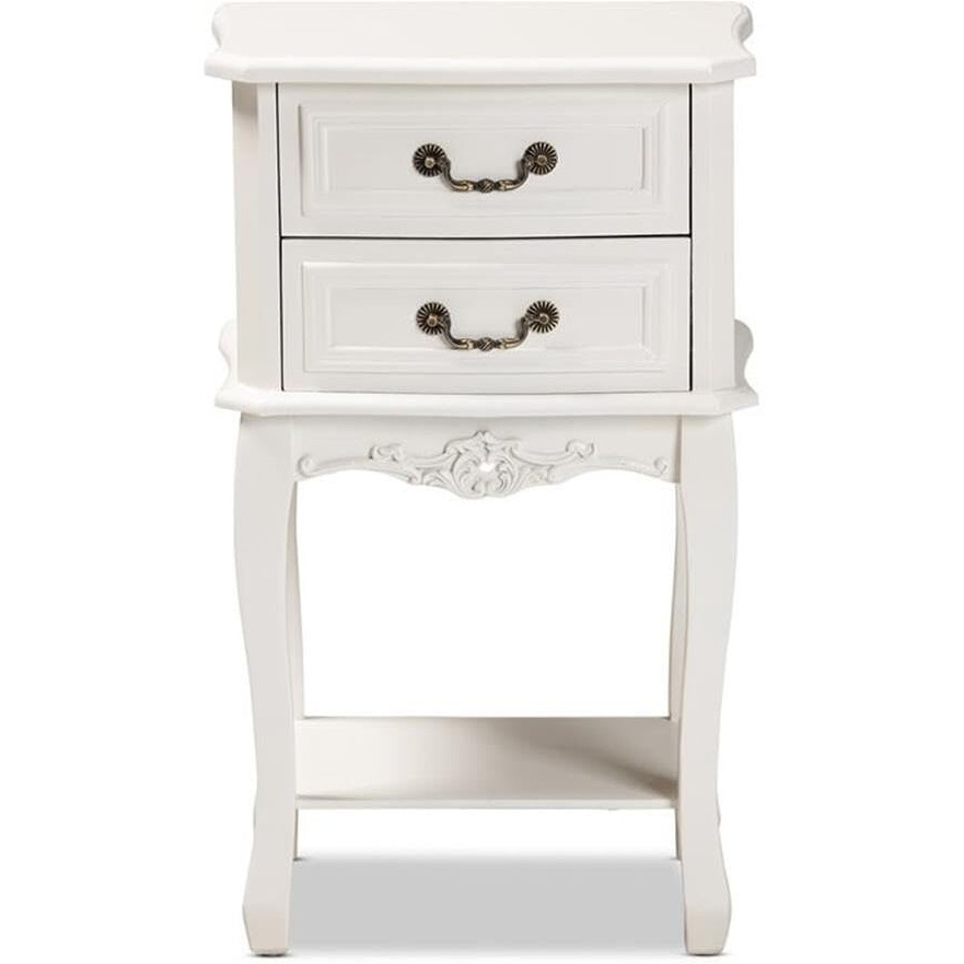 Baxton Studio Gabrielle Traditional French Country Provincial White-Finished 2-Drawer Wood Nightstand