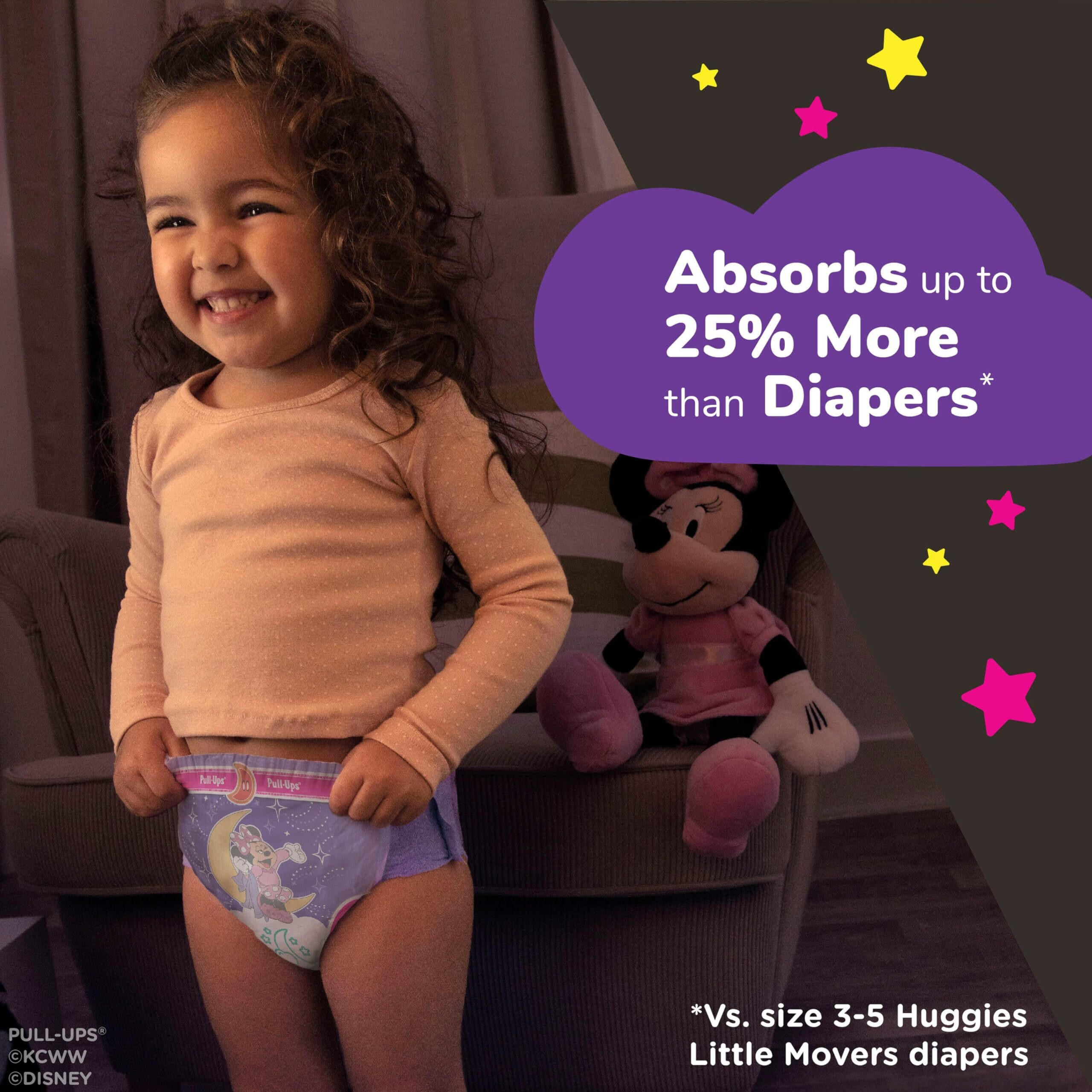 Pull-Ups Girls' Nighttime Potty Training Pants, Training Underwear, 3T-4T (32-40 Lbs), 60 Ct