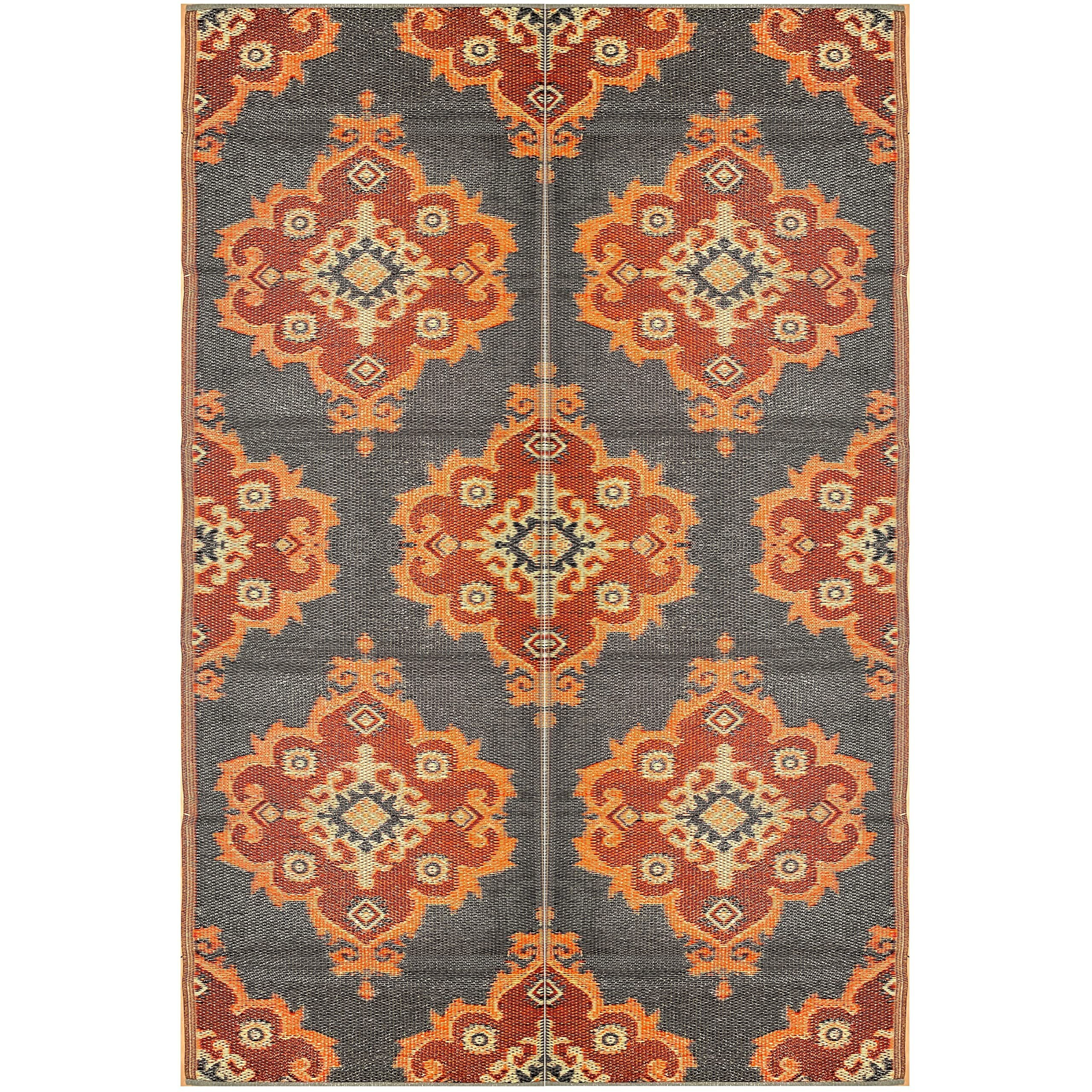 Balajeesusa Outdoor Rugs - 6X9, Orange, Yellow, Grey, Patio Durable And Affordable, Multipurpose, Woven Plastic Straw, All-Weather And Waterproof Rug, Reversible Camper Mats, Recycled