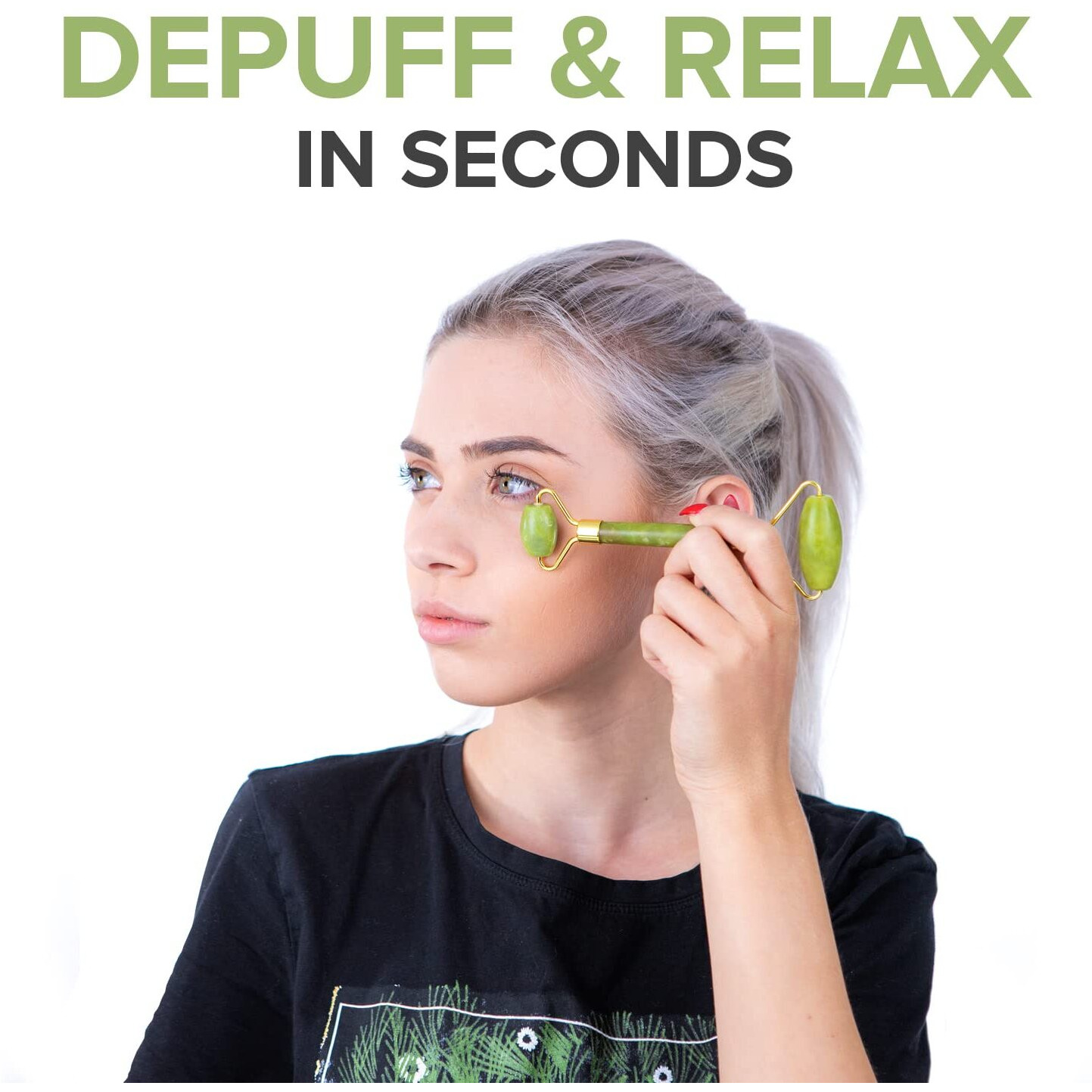 Jade Roller For Face And Gua Sha Set - 2 Anti-Aging Facial Rollers And Gua-Sha Facial Tool - Face And Body Massager For Your Skincare Routine - Massage Tools For Wrinkles And Lifting