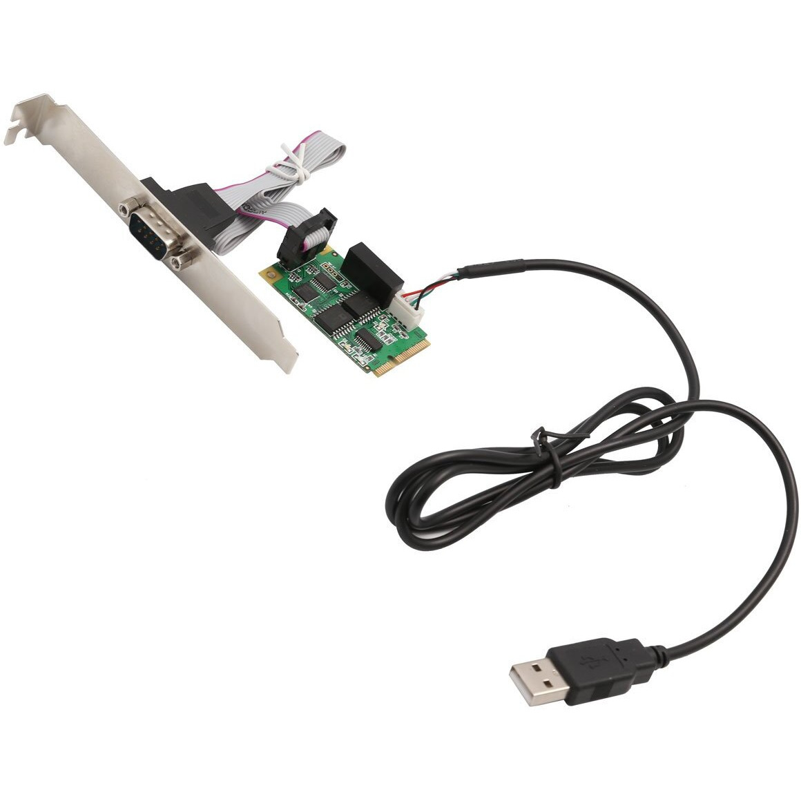 Io Crest Si-Mpe15062 Full Size Mini Pcie Card Or Usb 2.0 1 Port Serial Db9 Rs232/422/485 Adapter