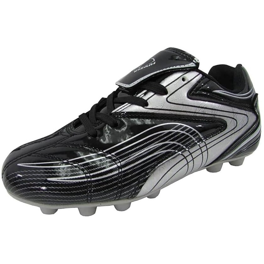 Vizari Striker Fg Soccer Shoes | Firm Ground Cleats For Outdoor Surfaces And Fields | Lightweight And Easy To Wear Youth Outdoor Soccer Cleats Black/Silver