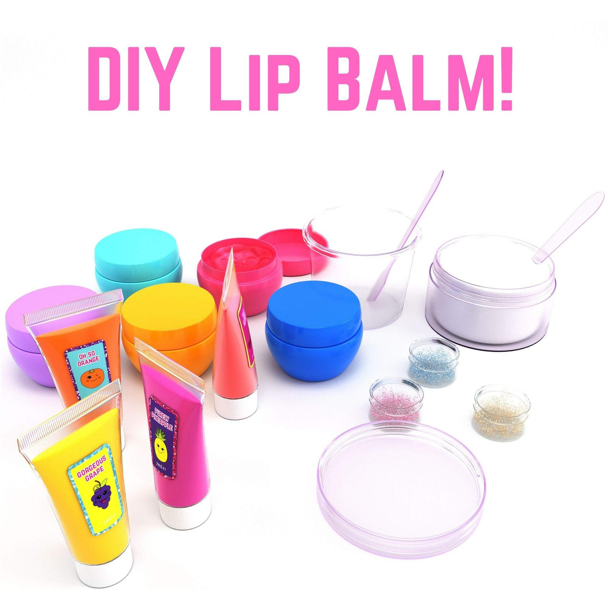 Girlzone Lip Balm Making Kit, 25-Piece Makeup And Lip Gloss Set With Glitters, Stickers & More, Fabulous Girls Toys Age 8 & Great Gift Idea For Kids