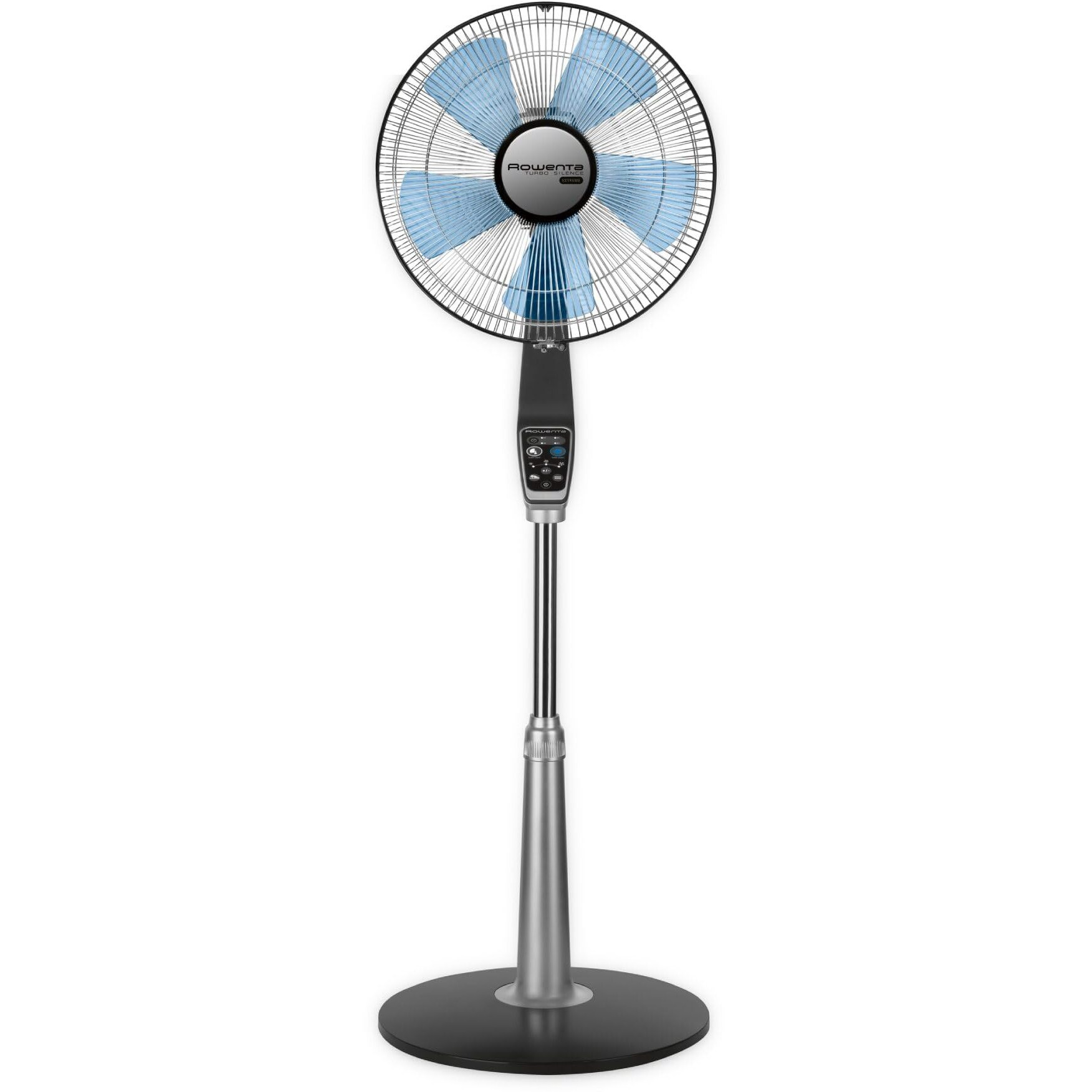 Rowenta Pedestal Fan, 53 Inches, Ultra Quiet Oscillating Fan For Bedroom, Portable, 5 Speeds, Refresh Up To 23-Feet, Silver, Indoor, Vu5670