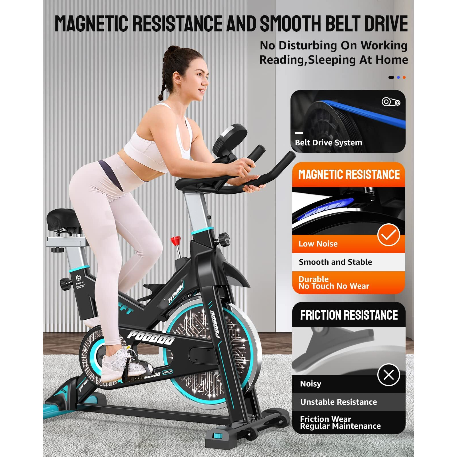Exercise Bike Adjustable Resistance Cardio Workout Indoor Fitness Bike W/Lcd Monitor Adjustable Seat Straps Foot Pads Home Office Fitness Training Workout