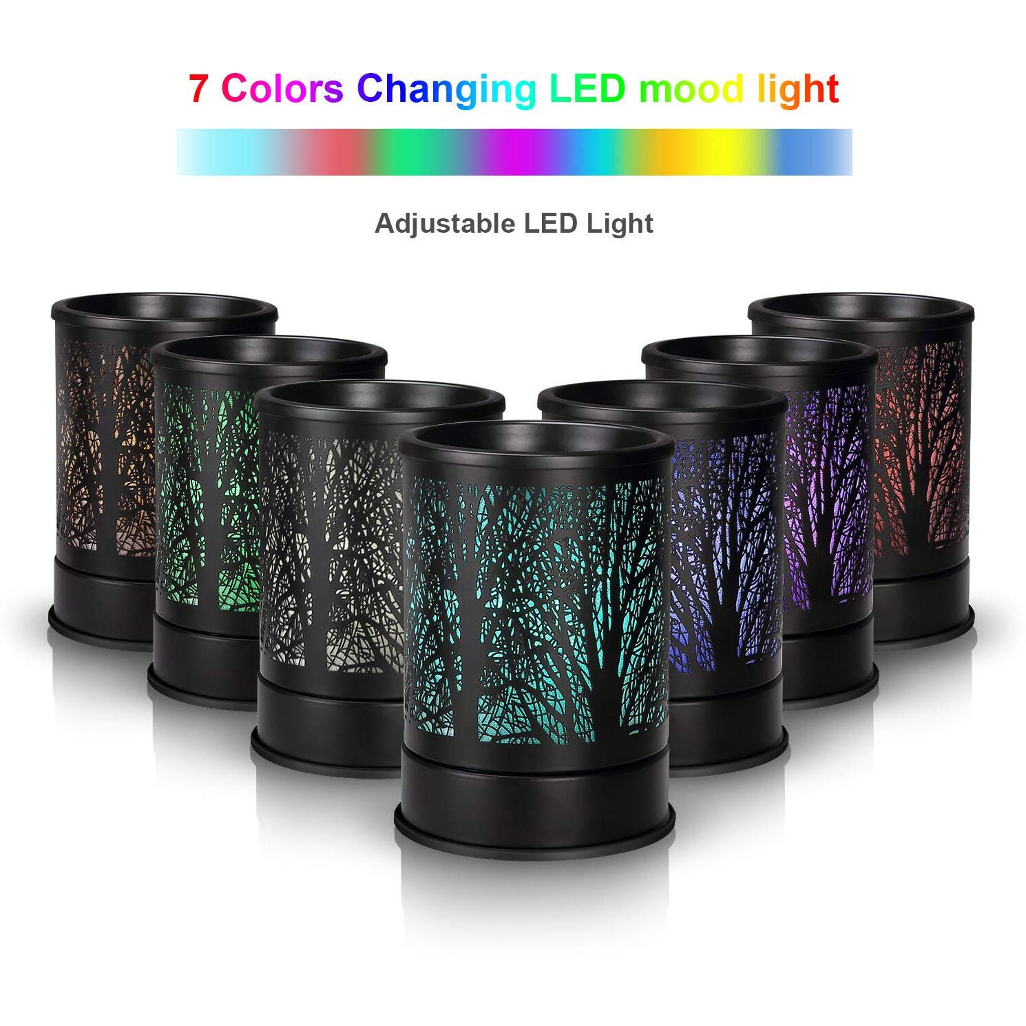 Enaroma Fragrance Wax Melts Warmer With 7 Colors Led Changing Light Classic Black Forest Design Scent Oil Candle Warmer