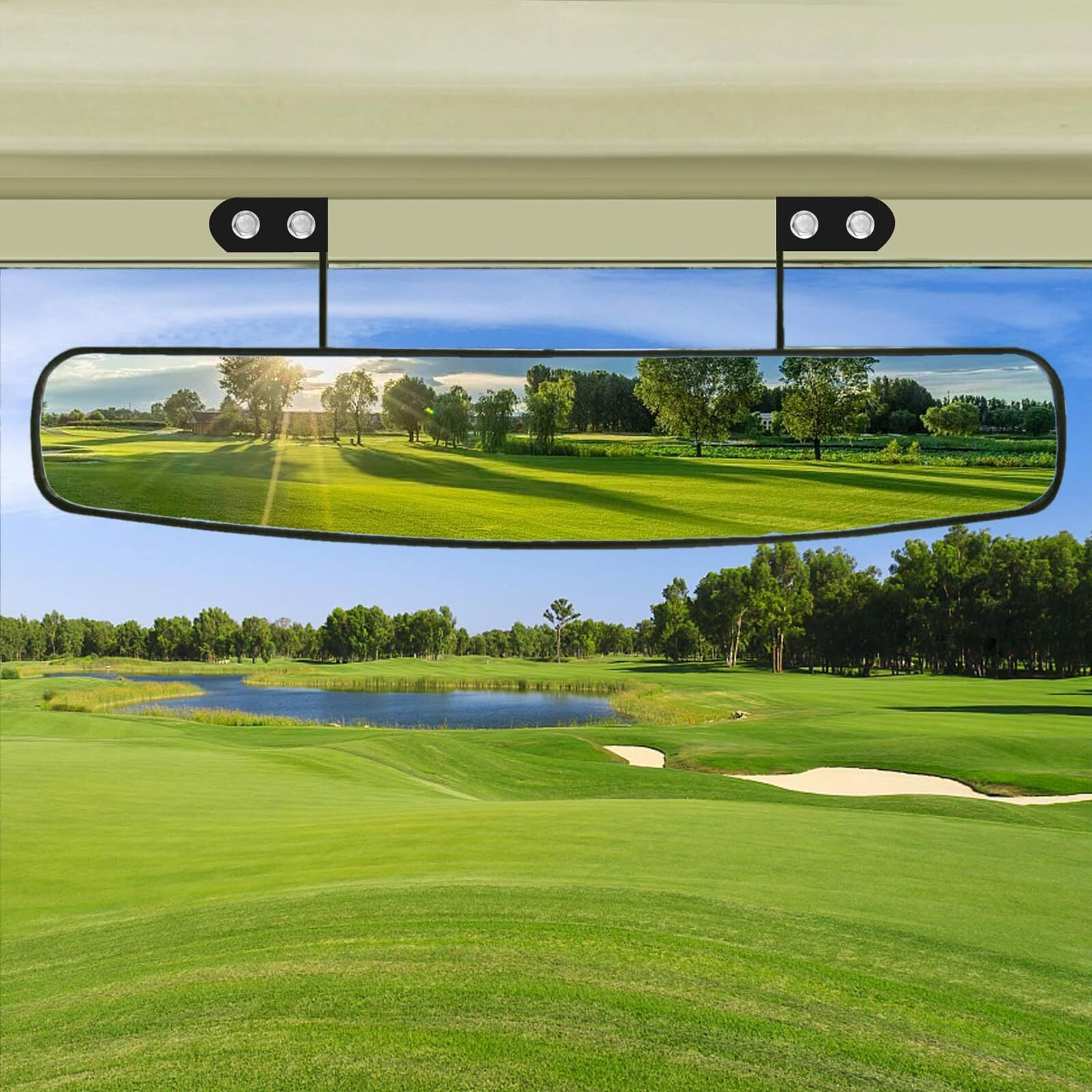 Betooll 16.5"" Wide Rear View Convex Golf Cart Mirror For Ez Go, Club Car, Yamaha