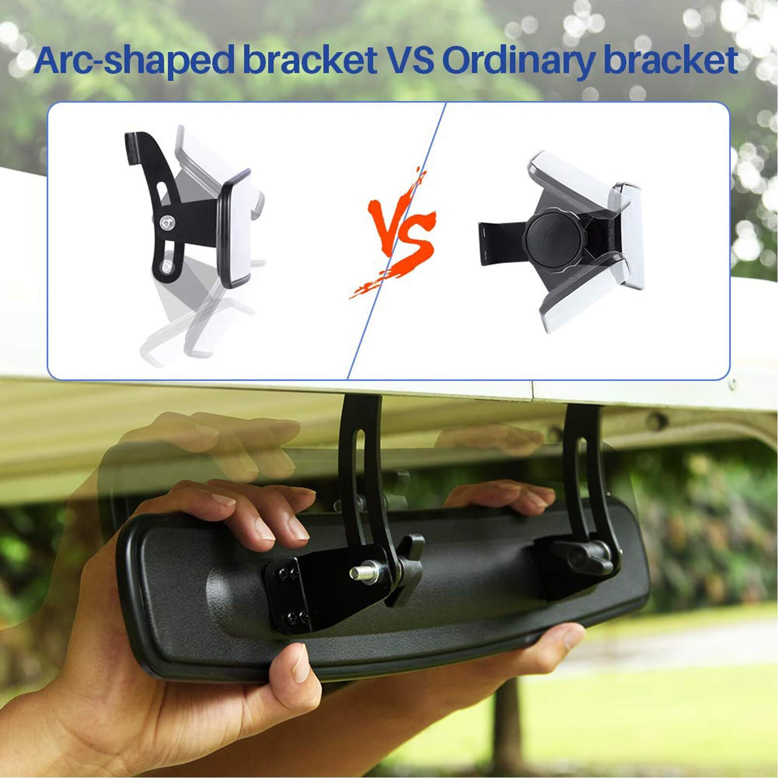 Betooll 16.5"" Wide Rear View Convex Golf Cart Mirror For Ez Go, Club Car, Yamaha